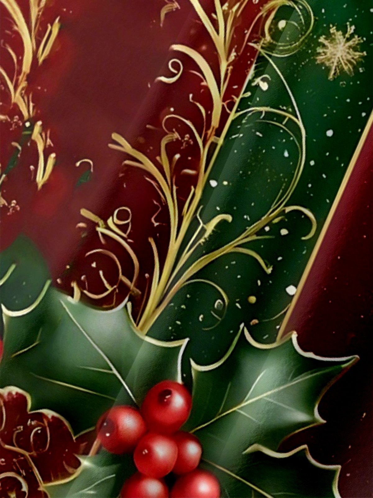 Moisture-wicking Christmas Art Red Ribbon Chest Pocket Bowling Shirt