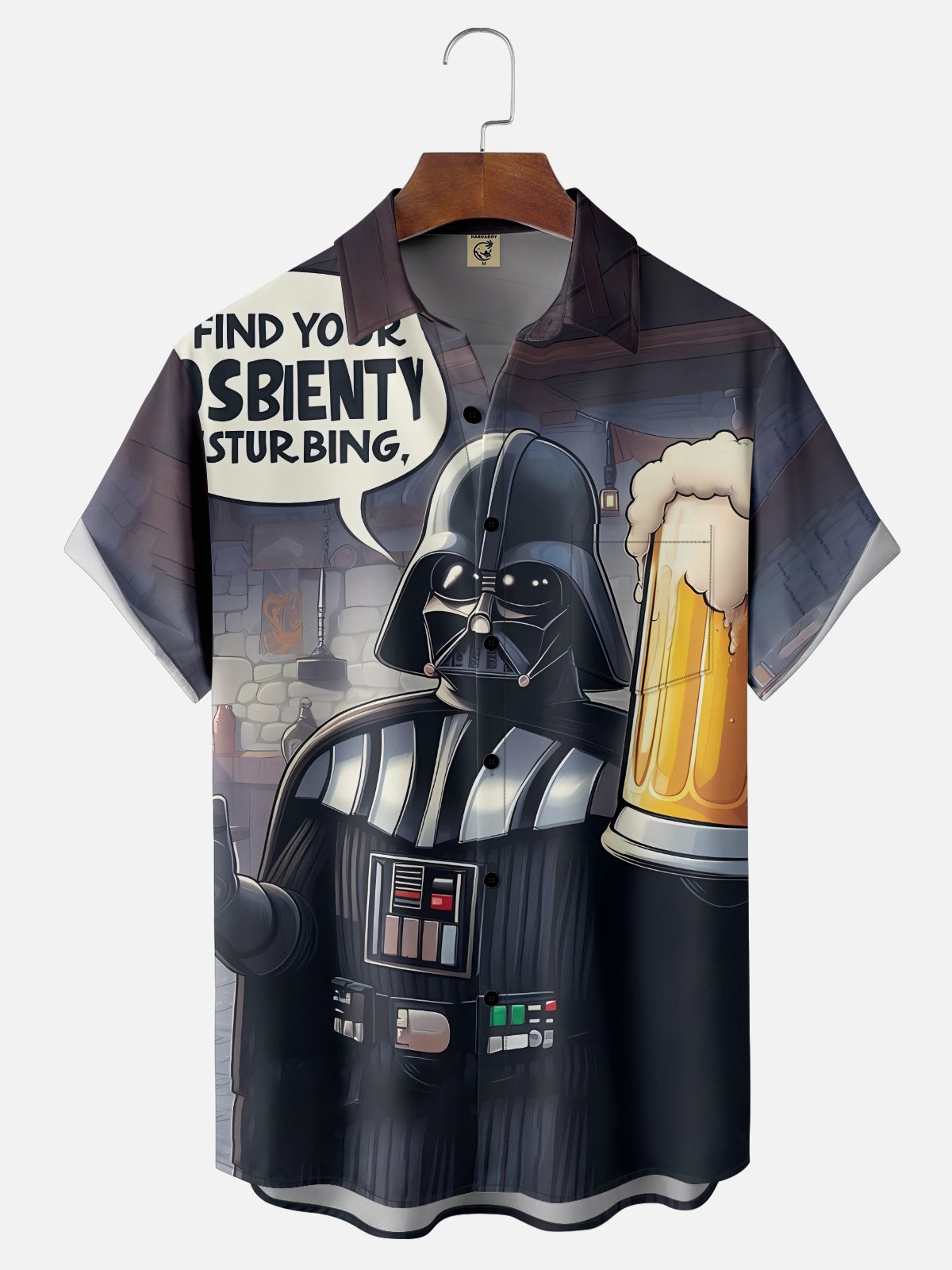 Moisture Wicking Gradient Colors Abstract Fun Star Robot Beer Chest Pocket Holiday Shirt