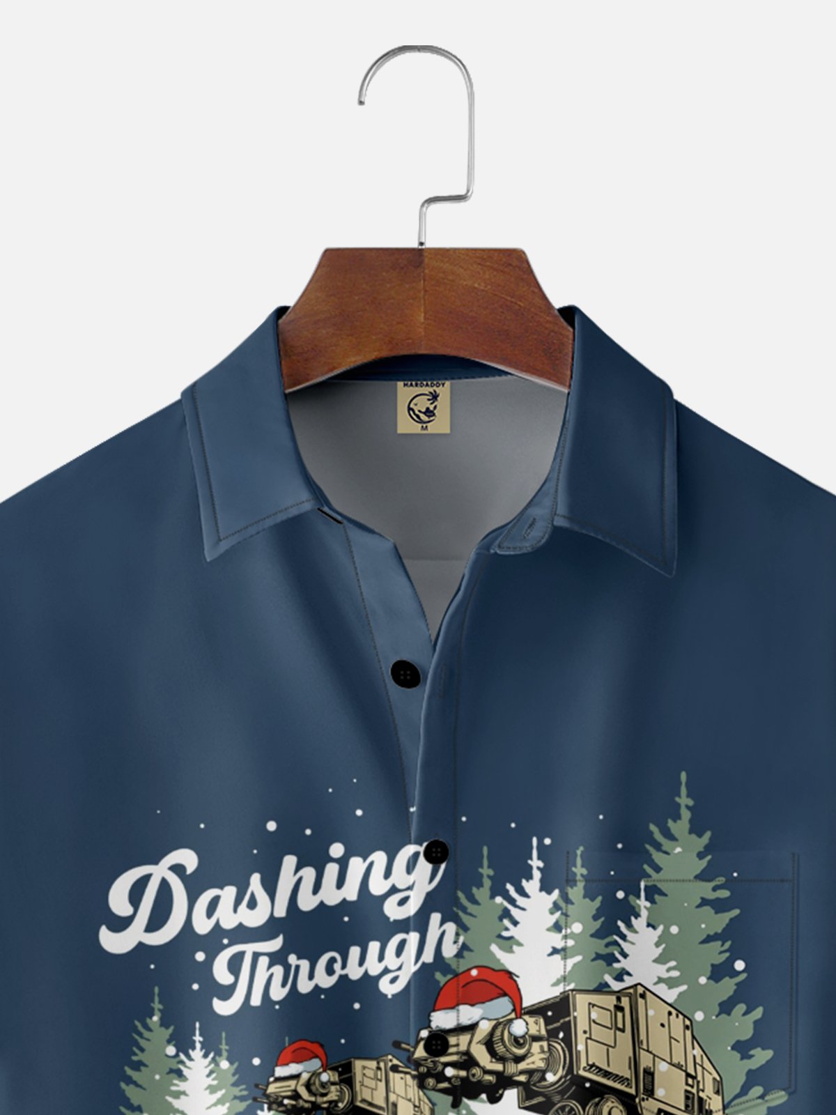 Moisture-Wicking Christmas Star Wars Santa Hat Chest Pocket Hawaiian Shirt