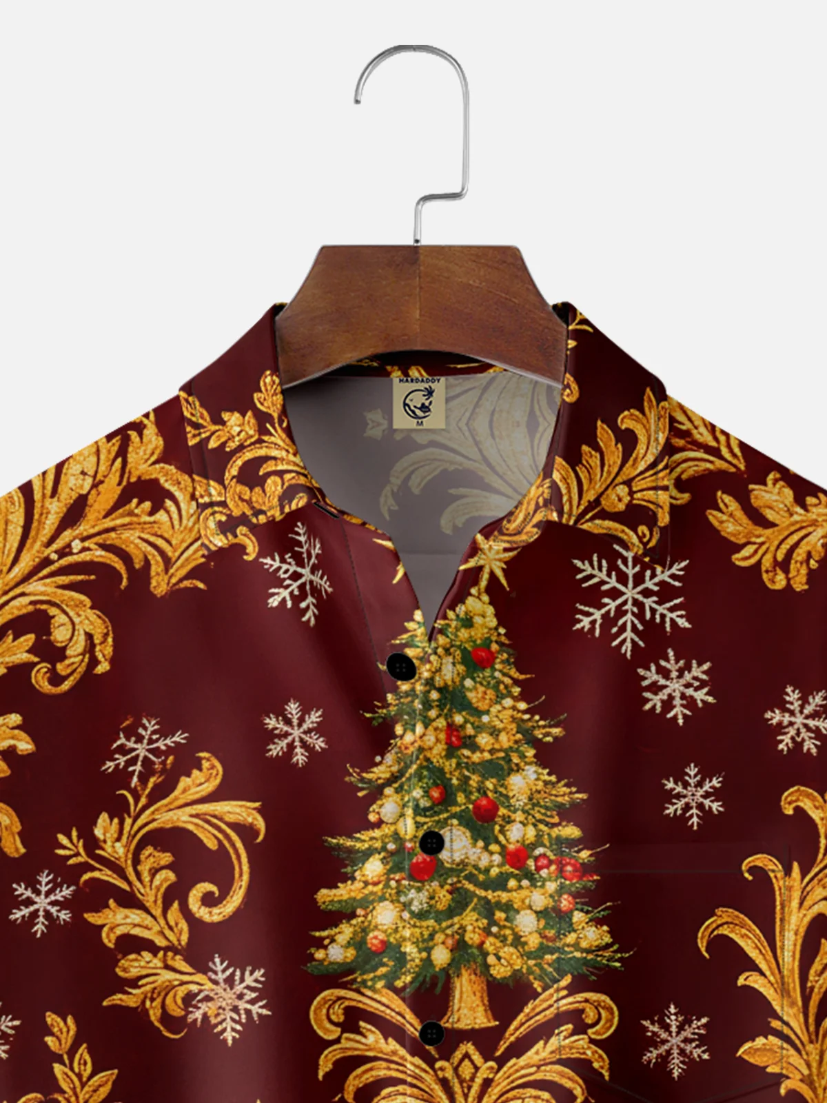 Moisture-wicking Christmas Tree Chest Pocket Casual Shirt
