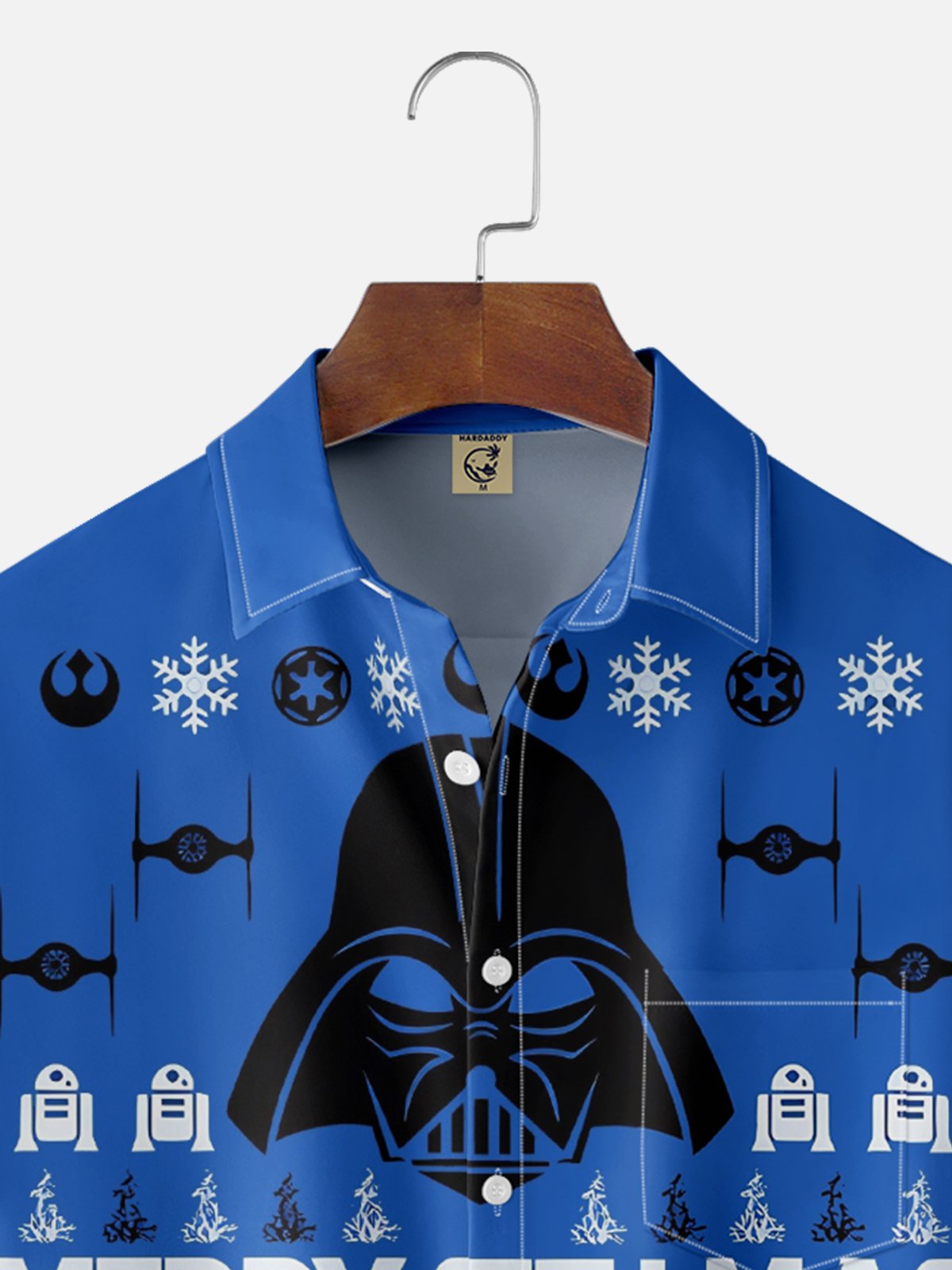 Moisture Wicking Christmas Star Chest Pocket Hawaiian Shirt