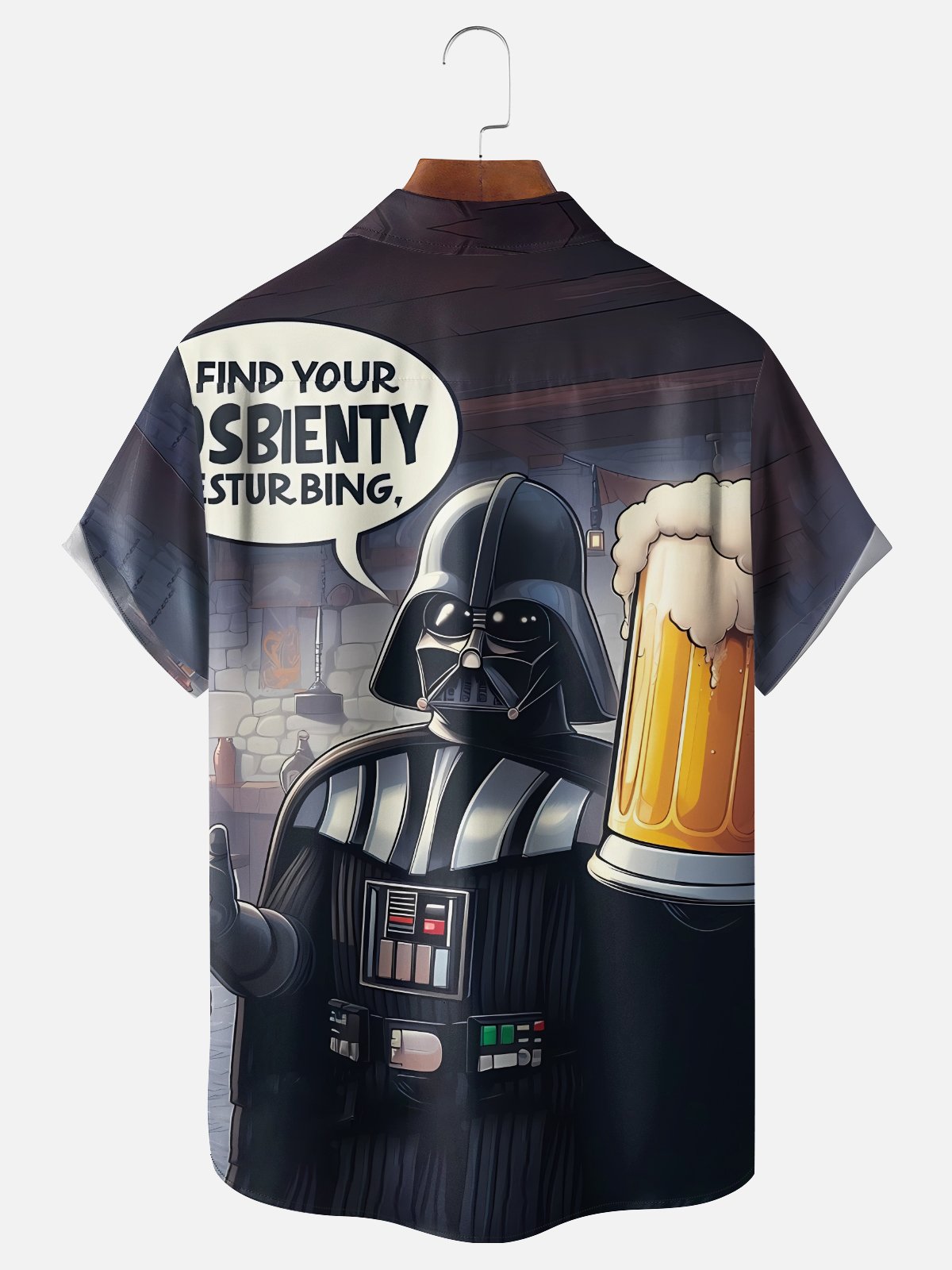 Moisture Wicking Gradient Colors Abstract Fun Star Robot Beer Chest Pocket Holiday Shirt