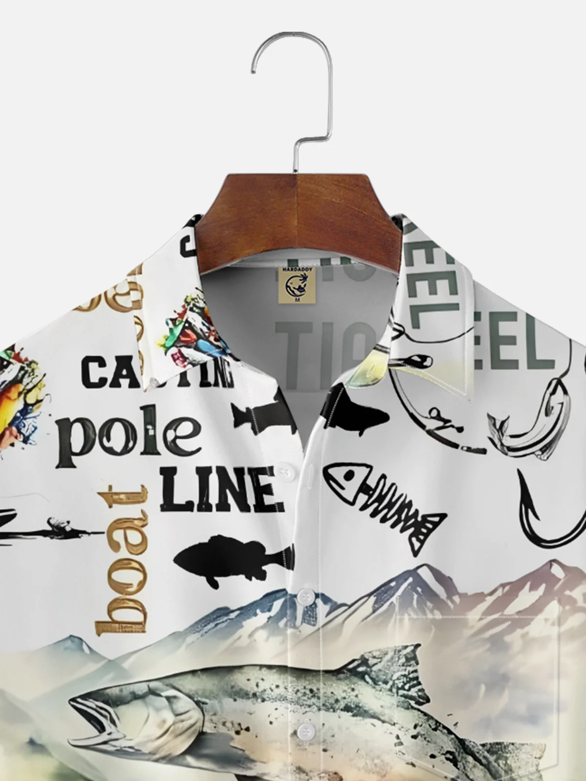 Moisture Wicking Gradient Colors Abstract Fish Flying Out of The Lake Chest Pocket Hawaiian Shirt