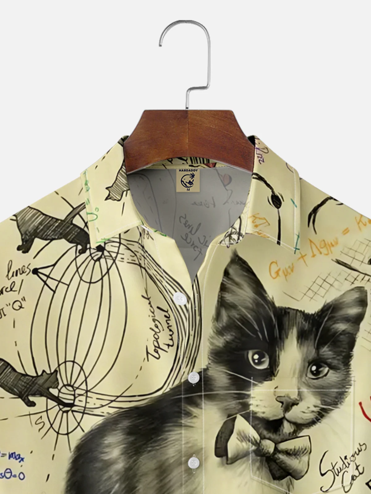 Moisture Wicking Schrödinger's Box Cat Chest Pocket, Hawaiian Shirt