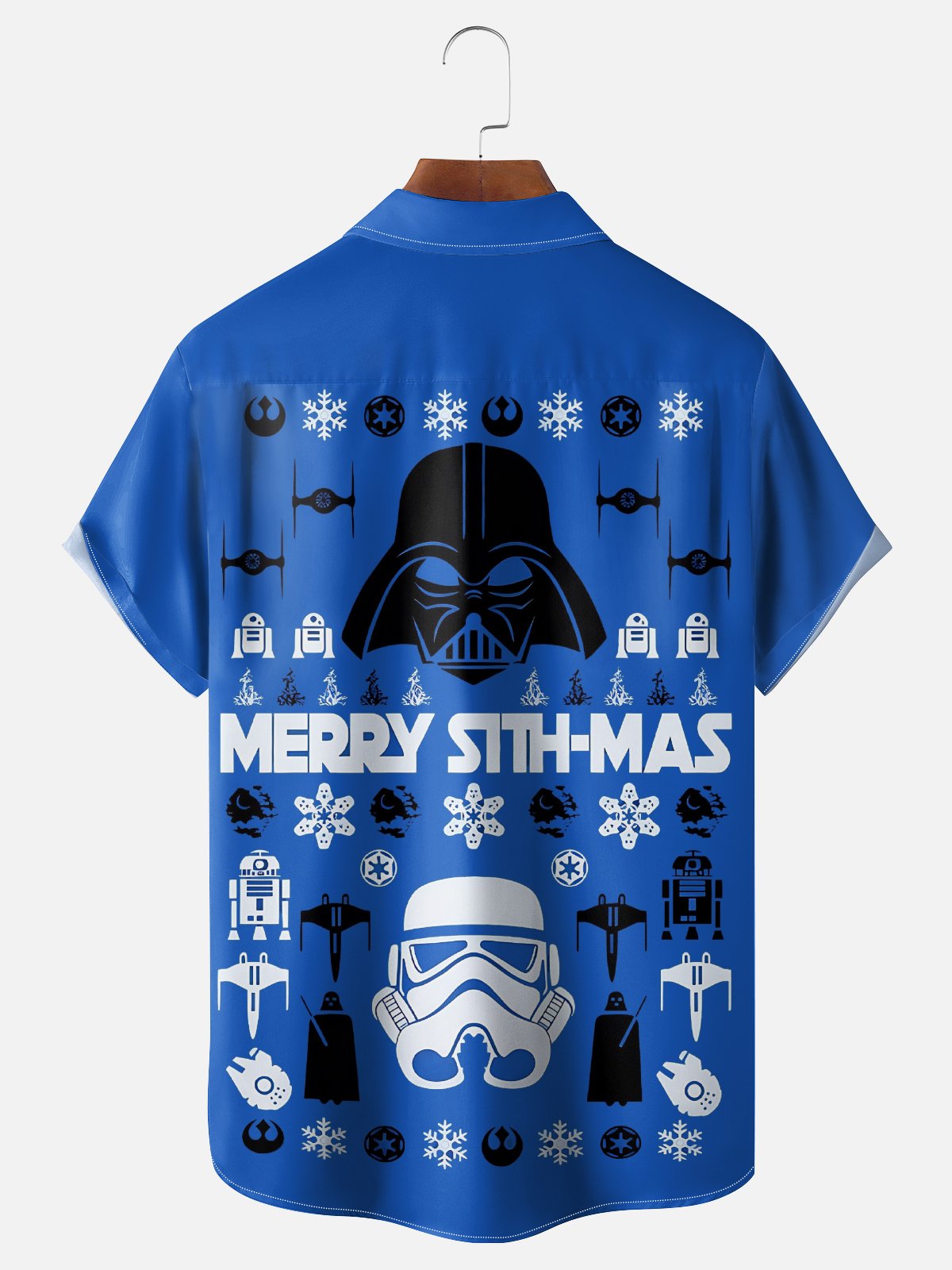 Moisture Wicking Christmas Star Chest Pocket Hawaiian Shirt