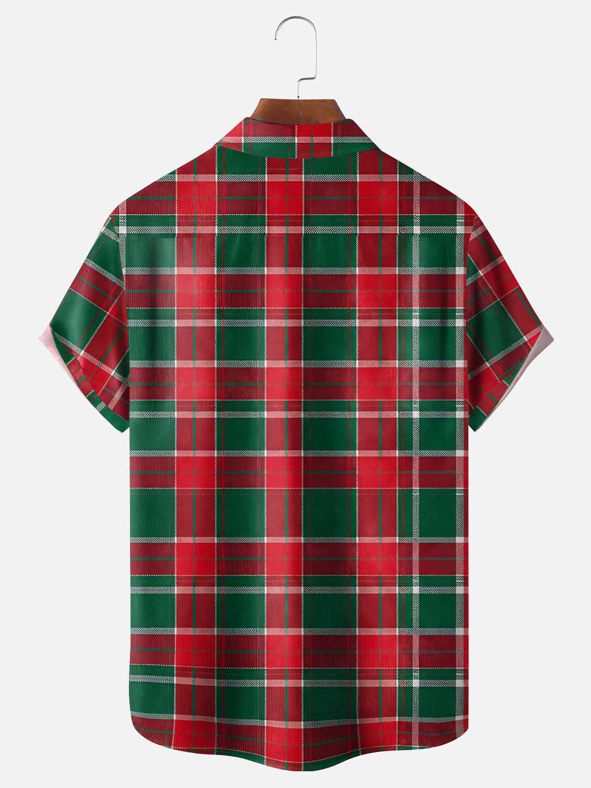 Moisture-wicking Christmas Plaid Chest Pocket Casual Shirt