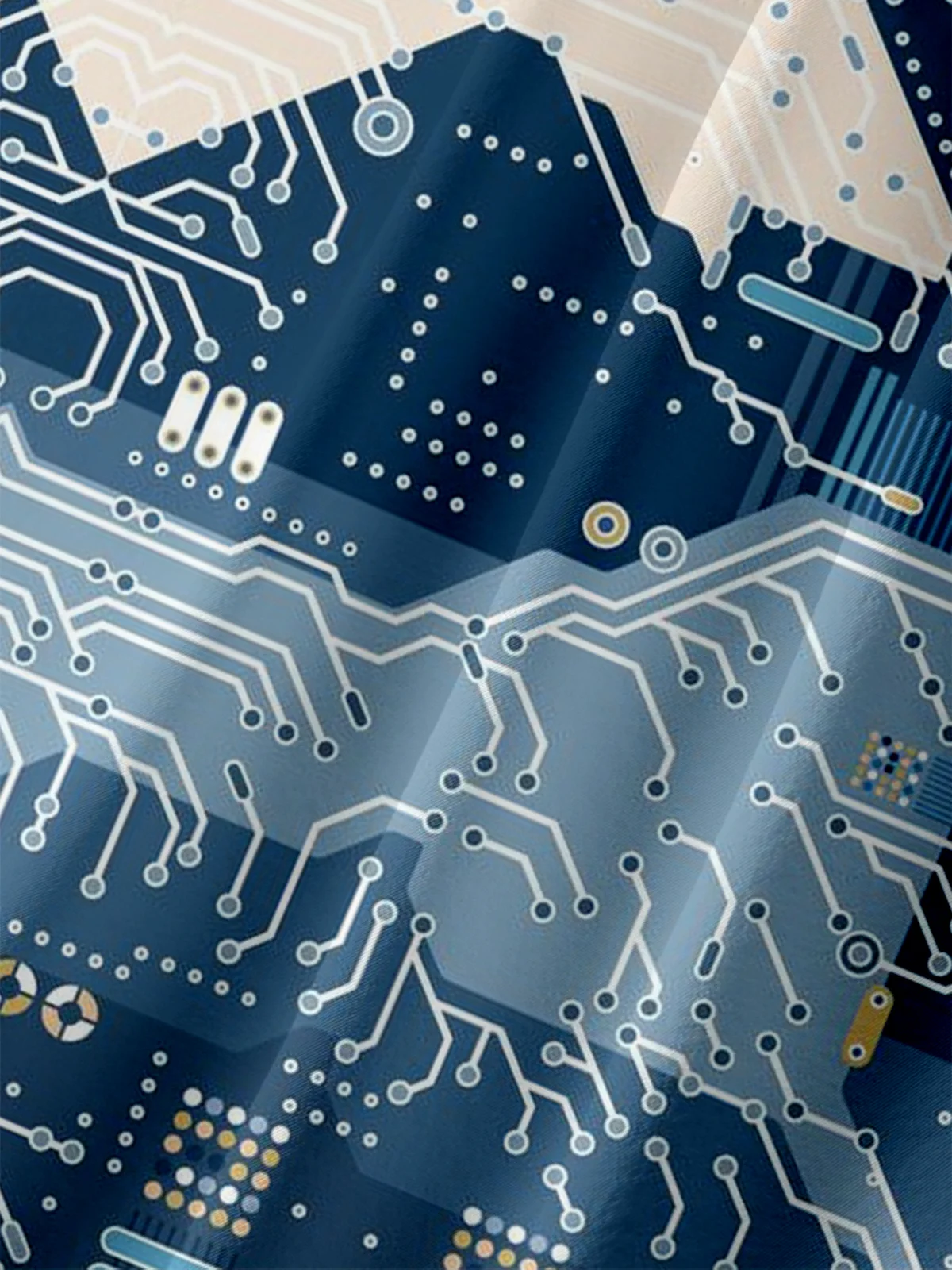 Moisture-wicking The Great Wave Circuit Board Chest Pocket Casual Shirt