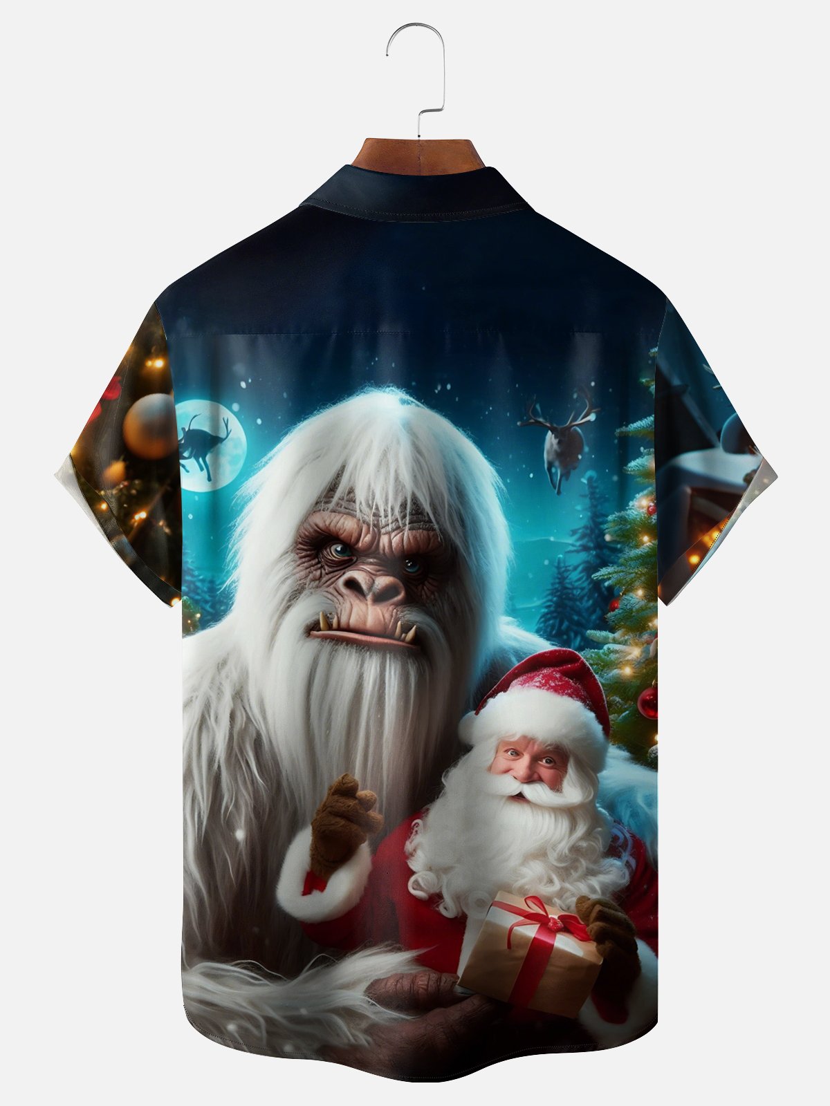 Moisture-wicking Christmas Snowman Santa Claus Chest Pocket Casual Shirt