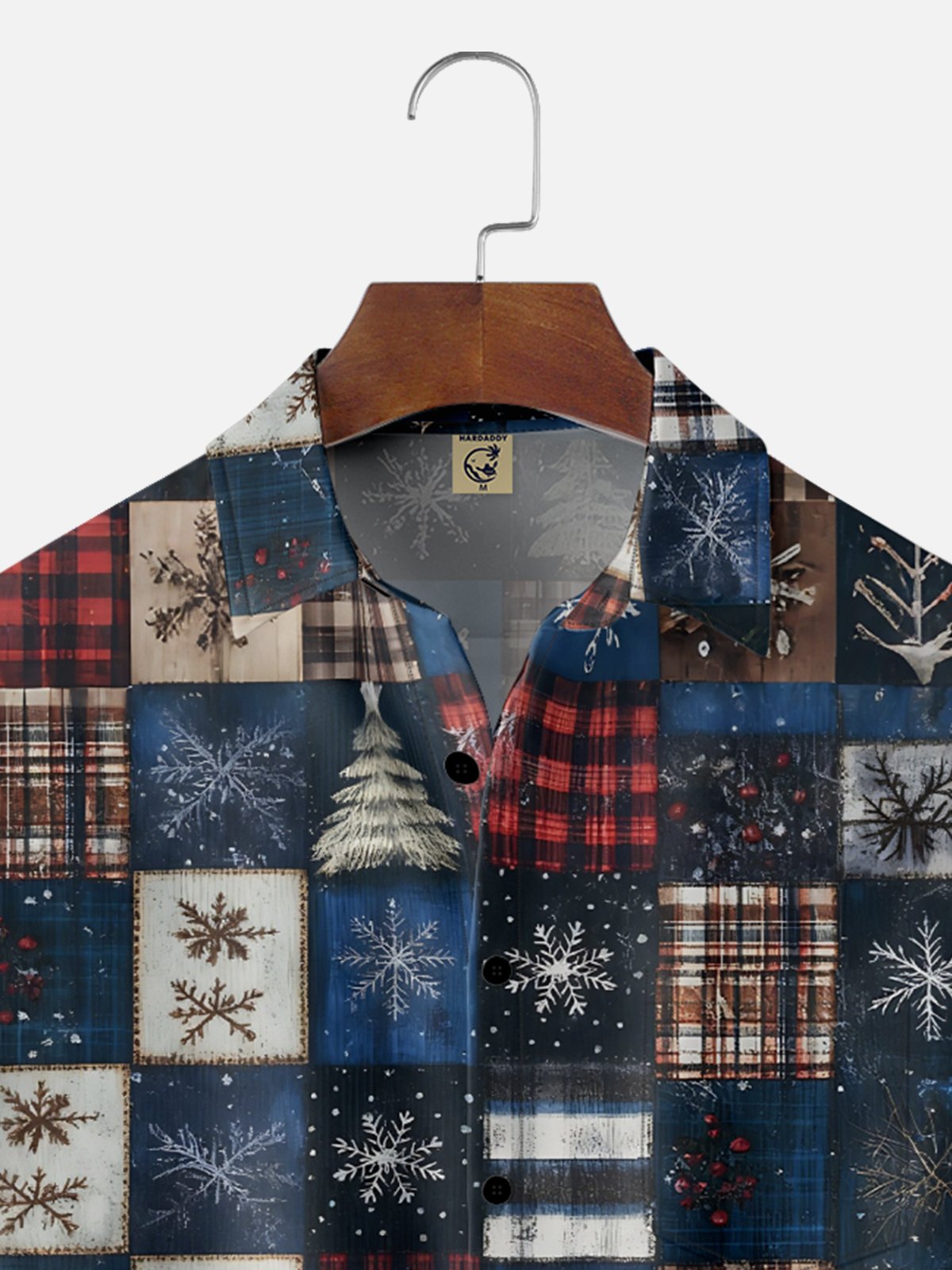 Moisture-wicking Christmas Patchwork Chest Pocket Casual Shirt