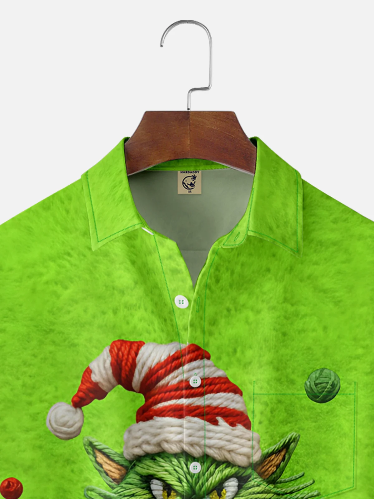 Moisture-wicking Christmas Cat Chest Pocket Casual Shirt