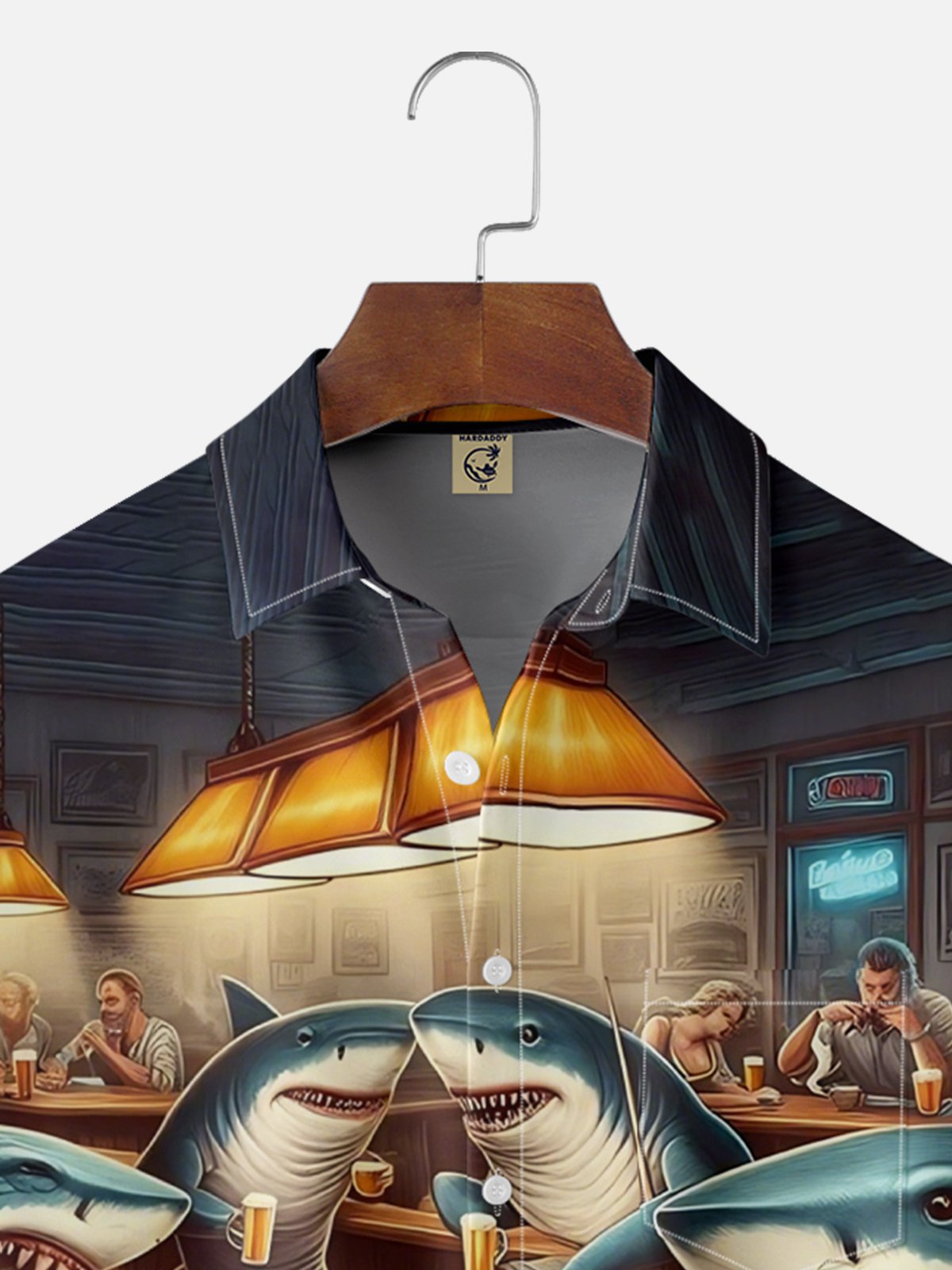 Moisture-wicking Fun Shark Billiards Beer Chest Pocket Casual Shirt