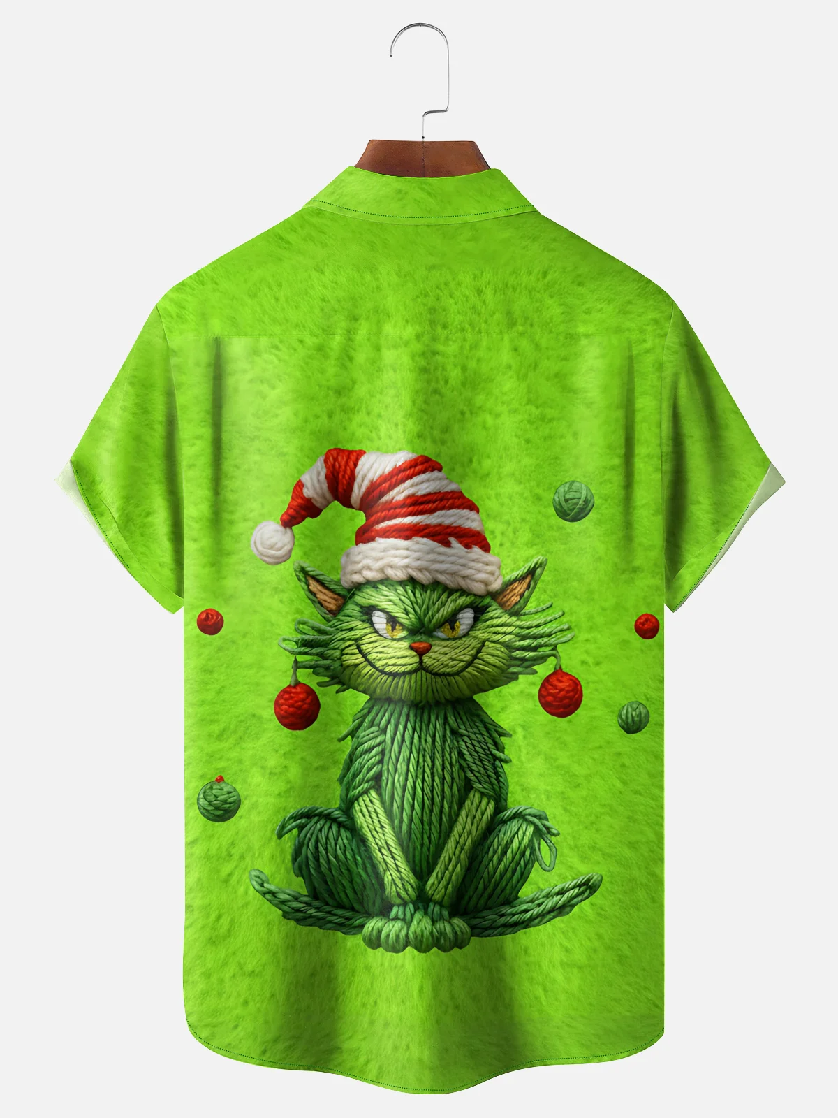 Moisture-wicking Christmas Cat Chest Pocket Casual Shirt