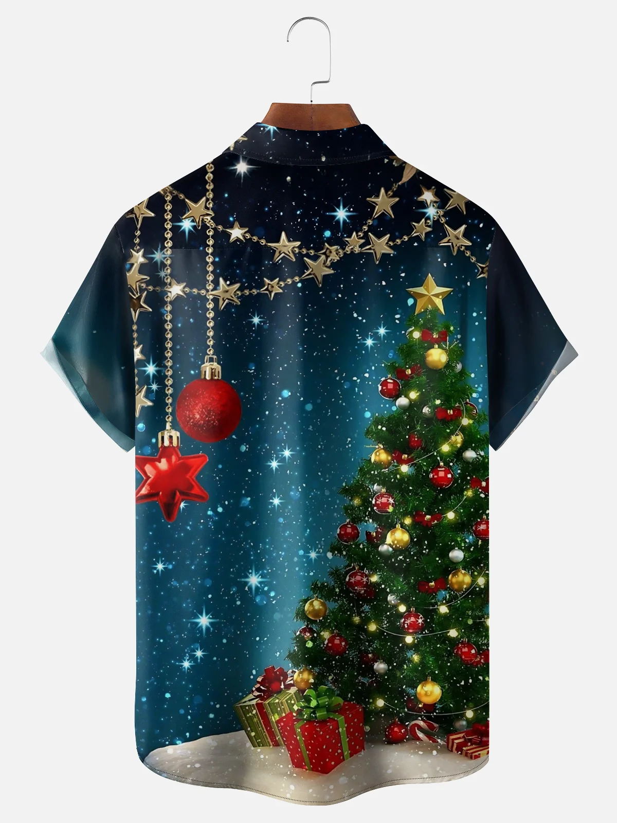 Moisture-wicking Christmas Art Christmas Tree Chest Pocket Casual Shirt