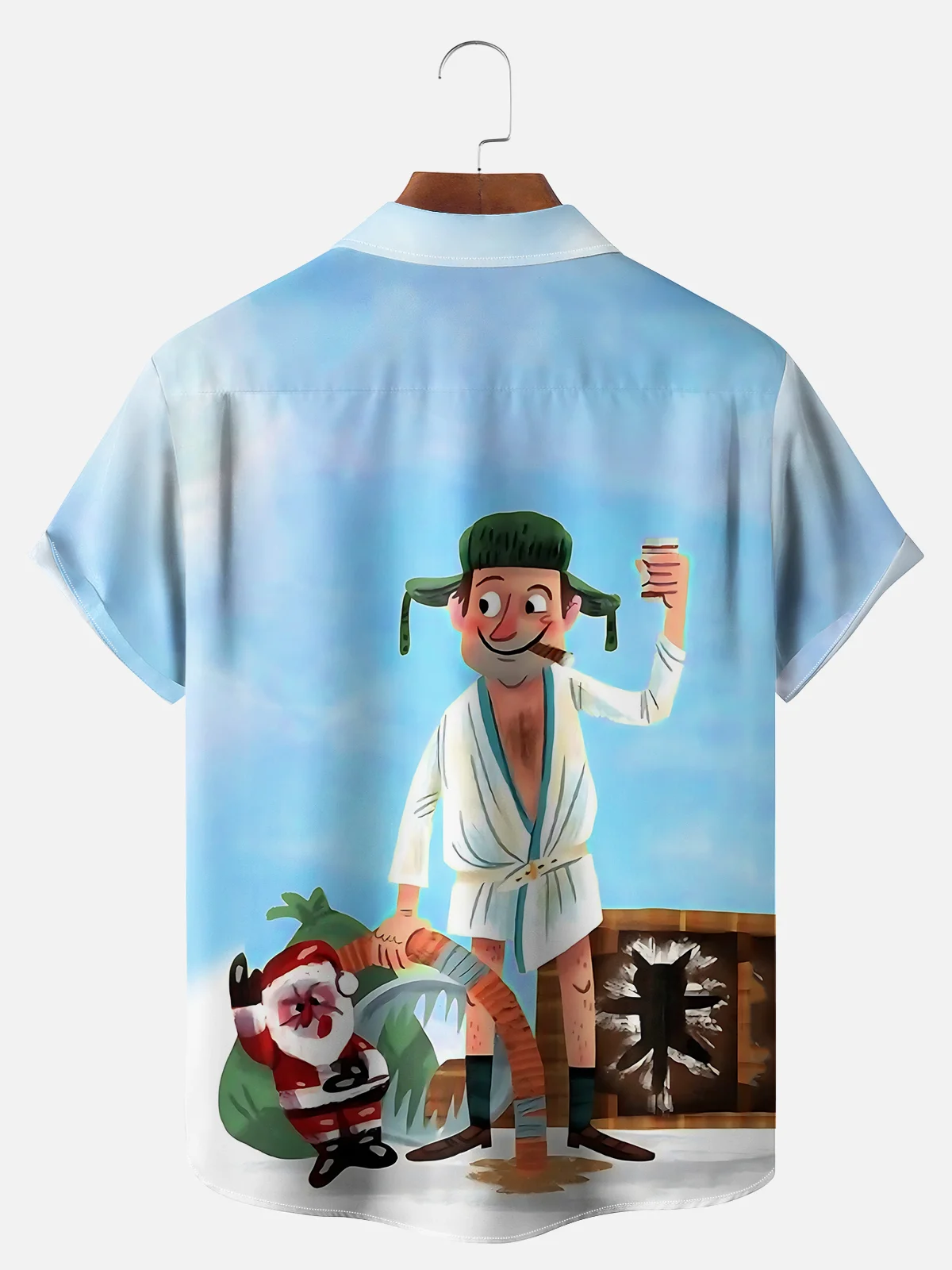 Big Size Moisture Wicking Crazy Christmas Vacation Eddie Chest Pocket Hawaiian Shirt