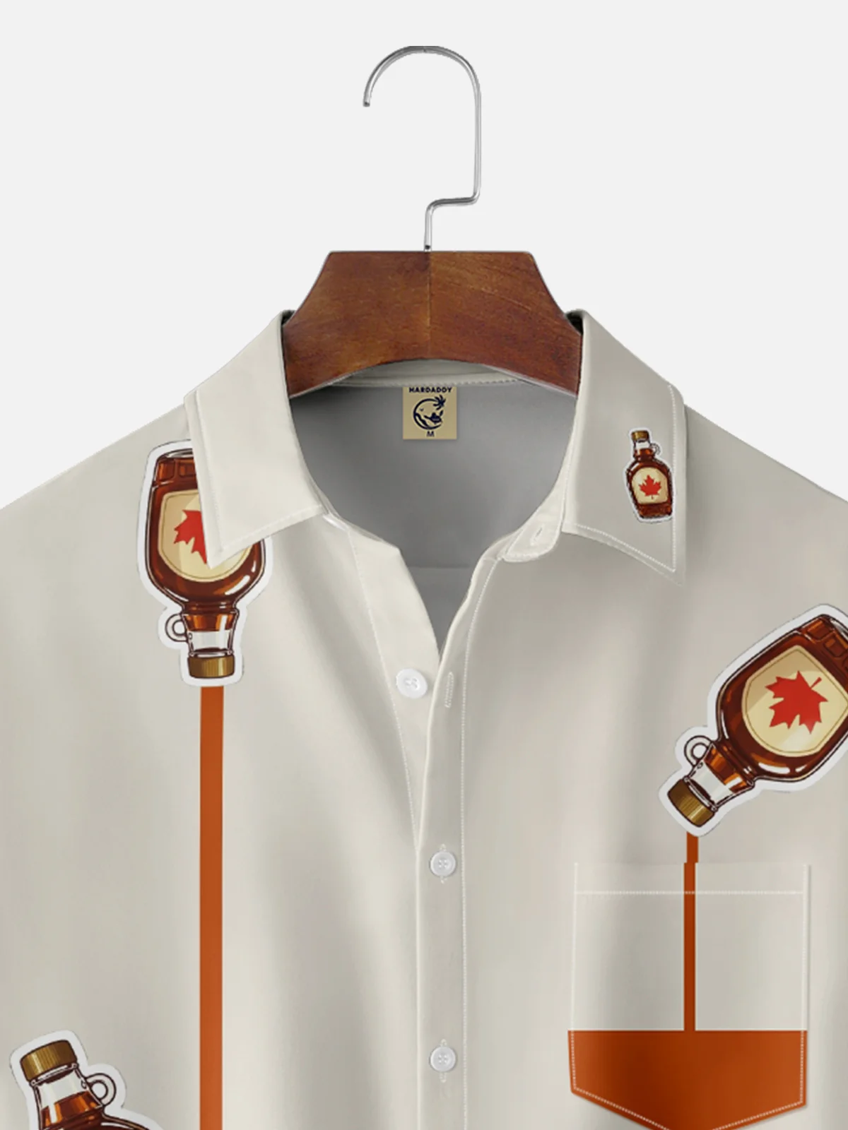 Moisture-wicking Canadian Maple Syrup Fun Chest Pocket Bowling Shirt