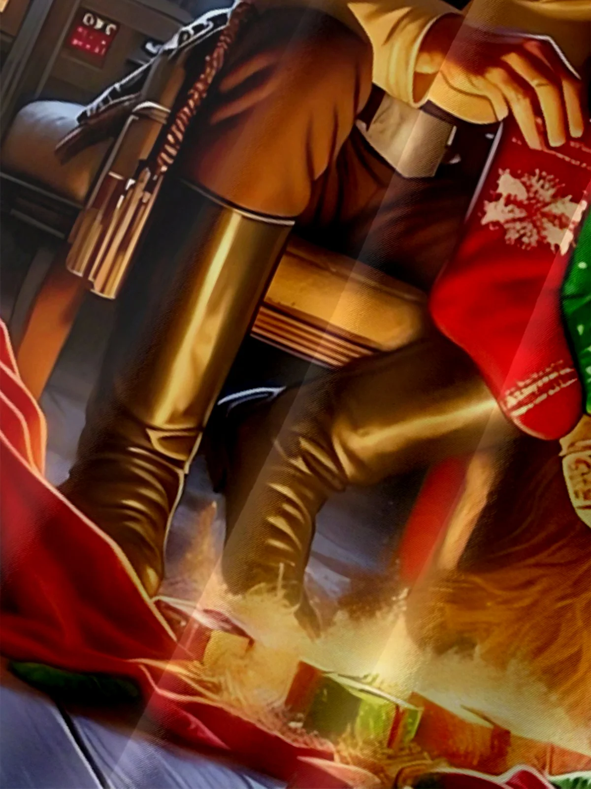 Moisture-wicking Christmas Santa hat Star Chest Pocket Casual Shirt