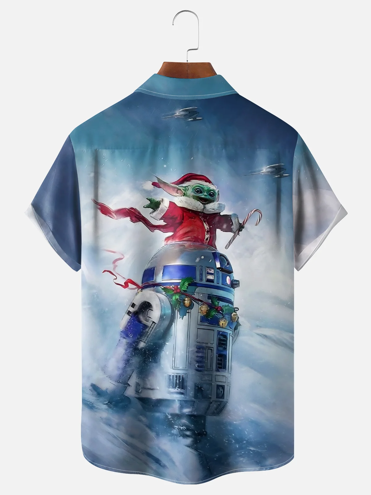 Moisture-wicking Christmas Santa Hat Star Chest Pocket Casual Shirt