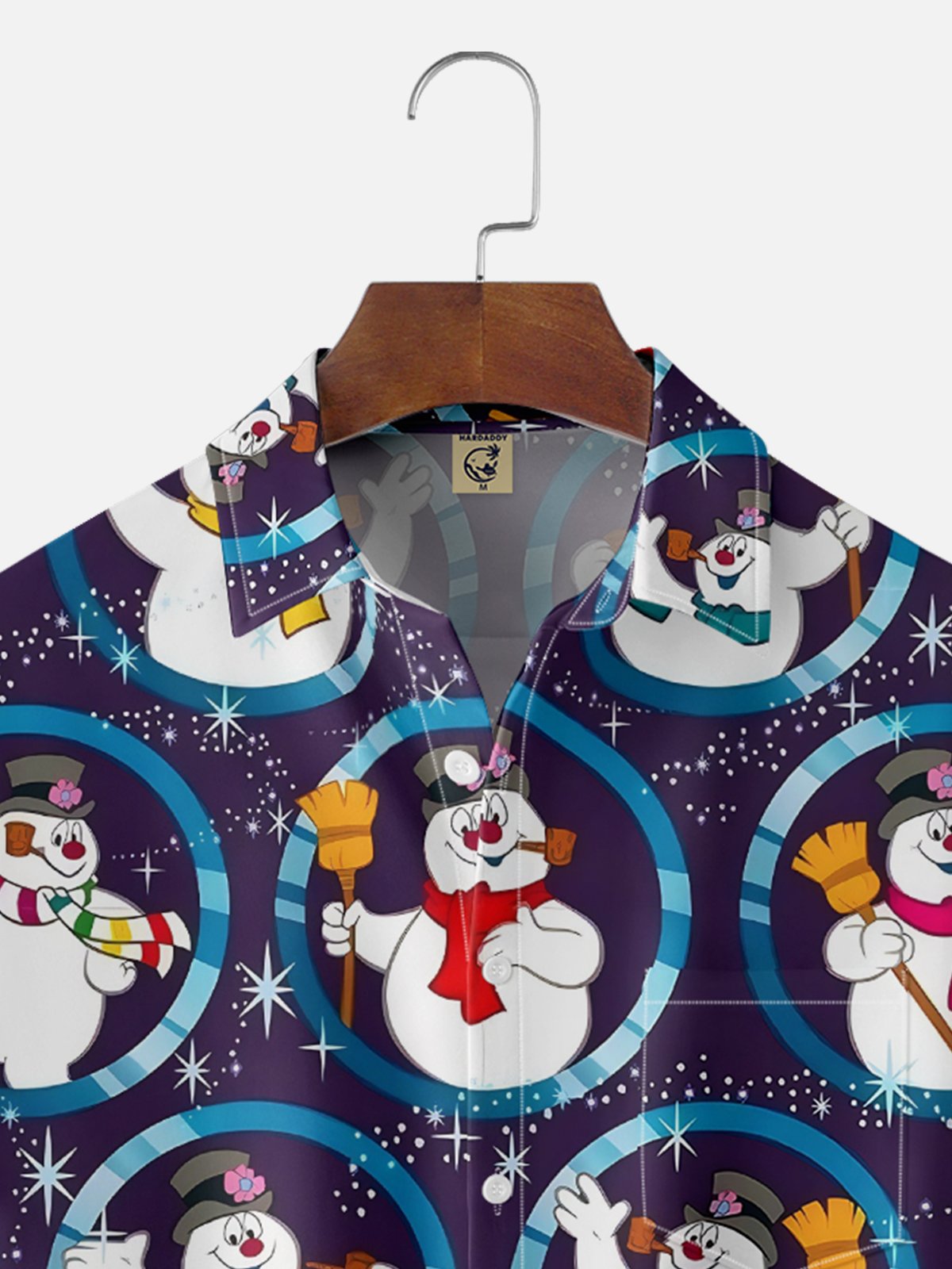 Moisture-wicking Christmas Retro Classic Snowman Chest Pocket Casual Shirt