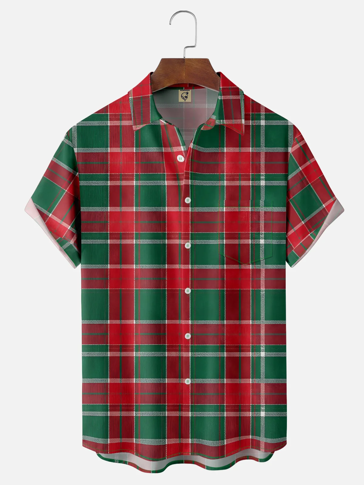 Moisture-wicking Christmas Plaid Chest Pocket Casual Shirt