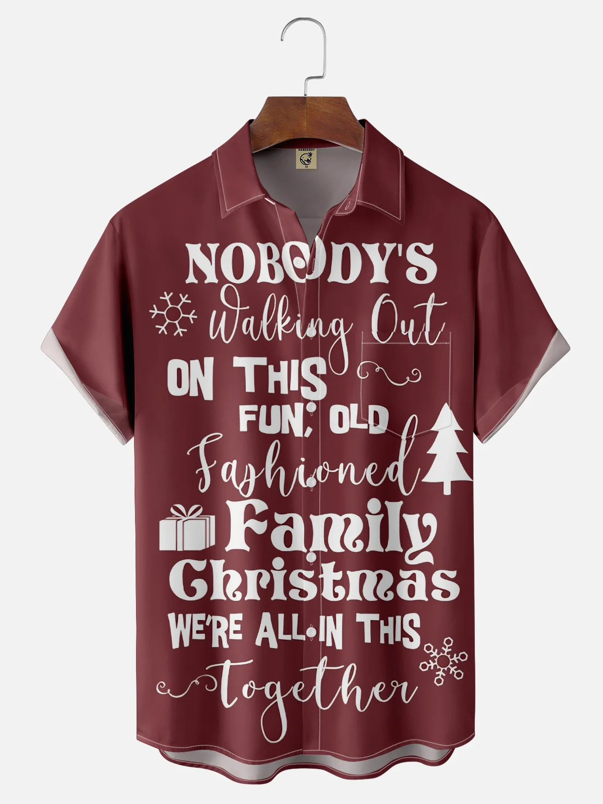 Moisture Wicking  No One Will Leave This Fun Vintage-StyleFamily Christmas Chest Pocket Hawaiian Shirt.