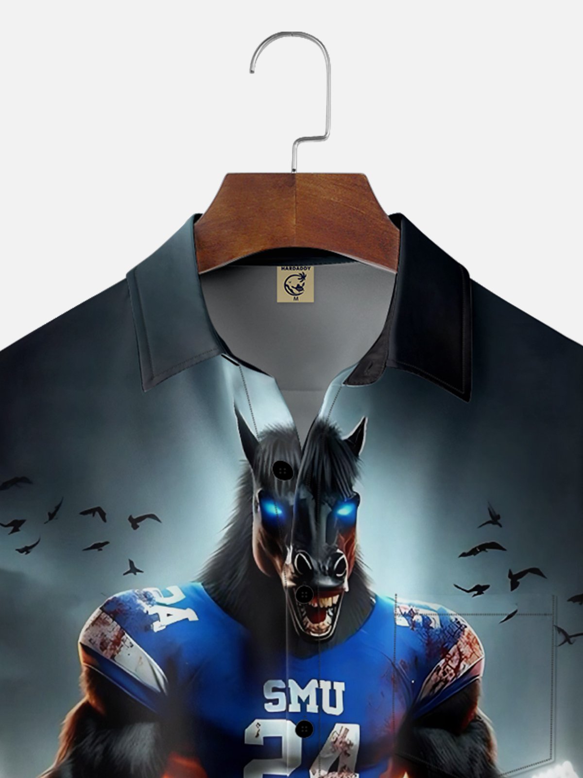 Moisture-wicking American Football Indiana Art Colts Chest Pocket Casual Shirt