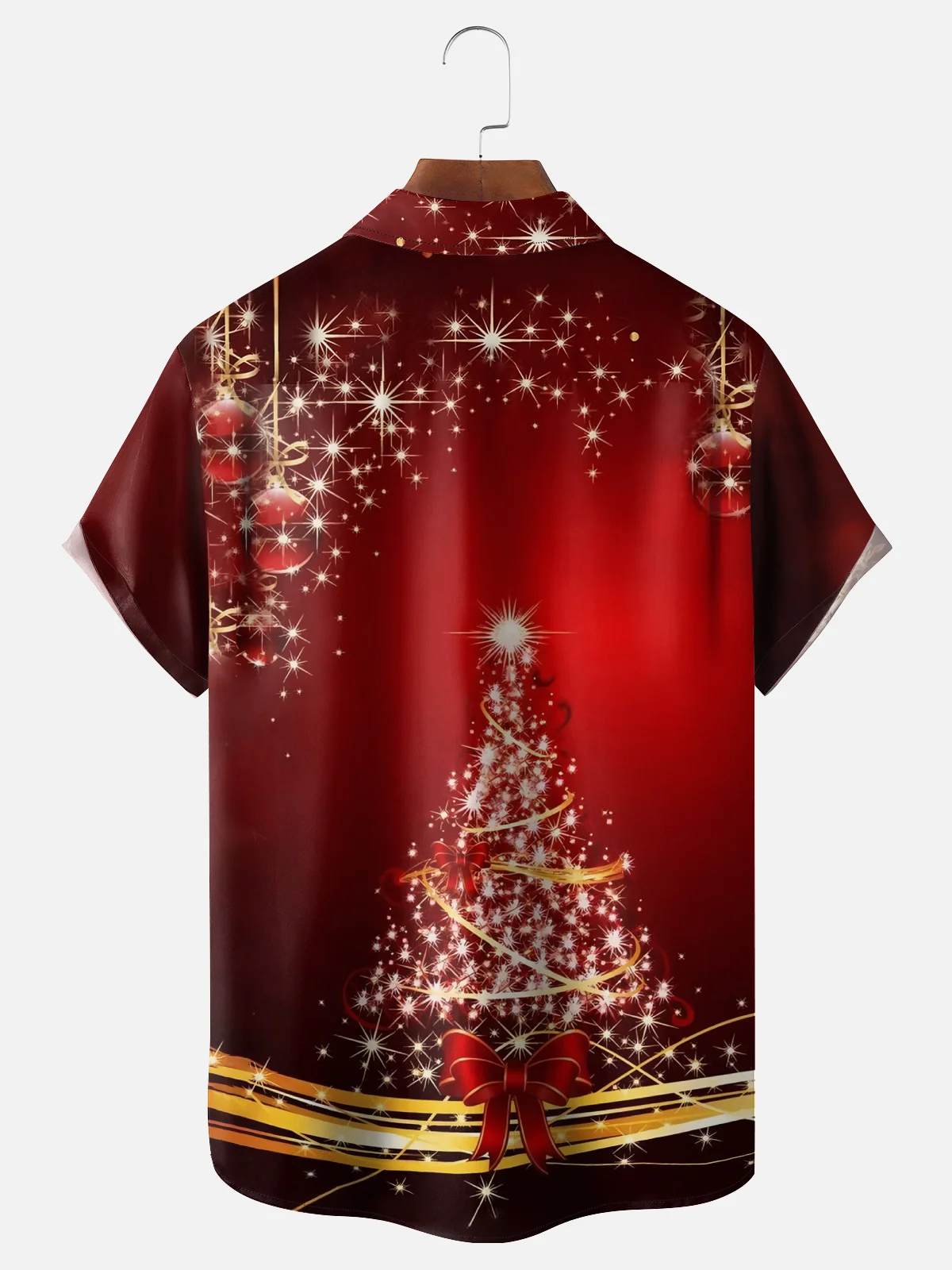 Moisture-wicking Christmas Art Christmas Tree Chest Pocket Casual Shirt