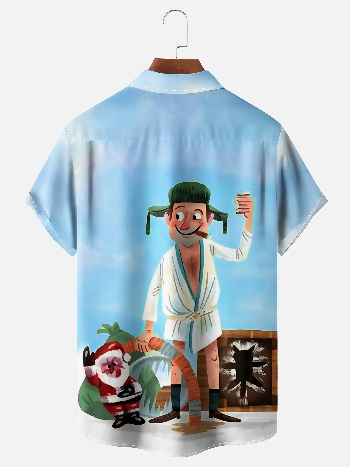 Tall Size Moisture Wicking Crazy Christmas Vacation Eddie Chest Pocket Hawaiian Shirt