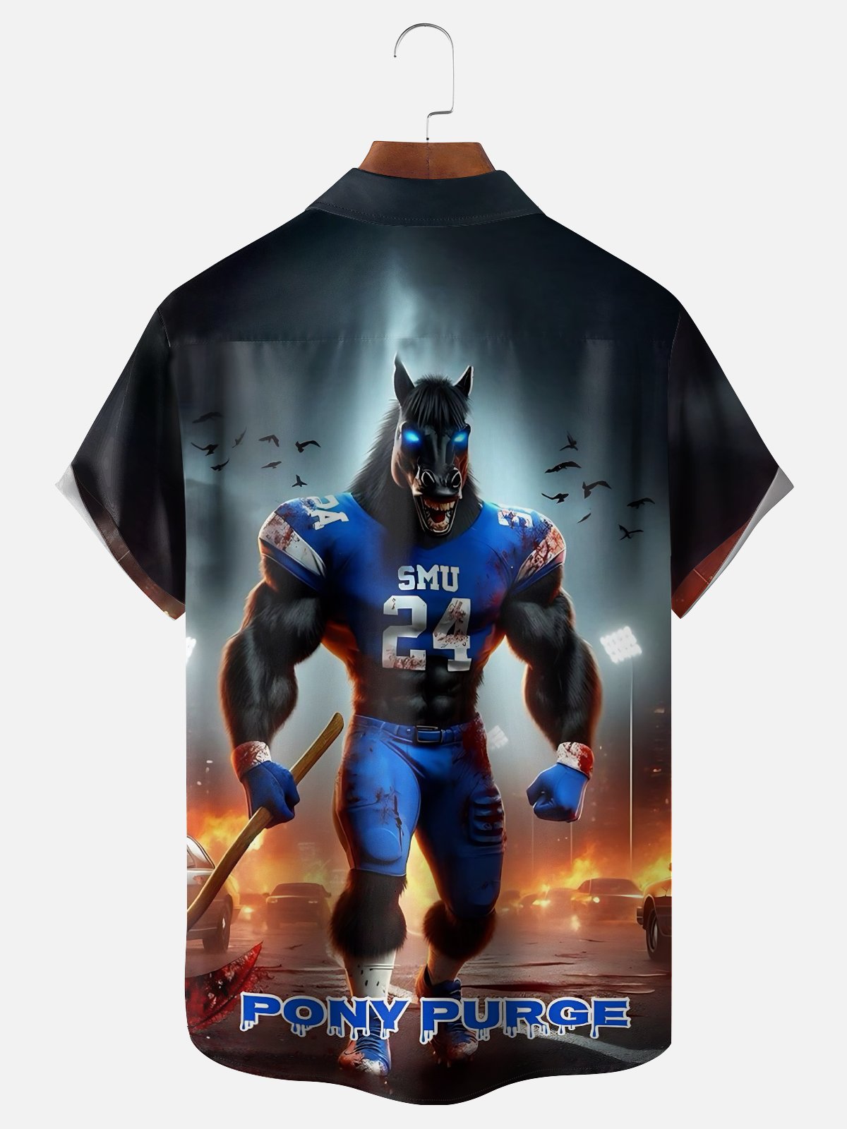 Moisture-wicking American Football Indiana Art Colts Chest Pocket Casual Shirt