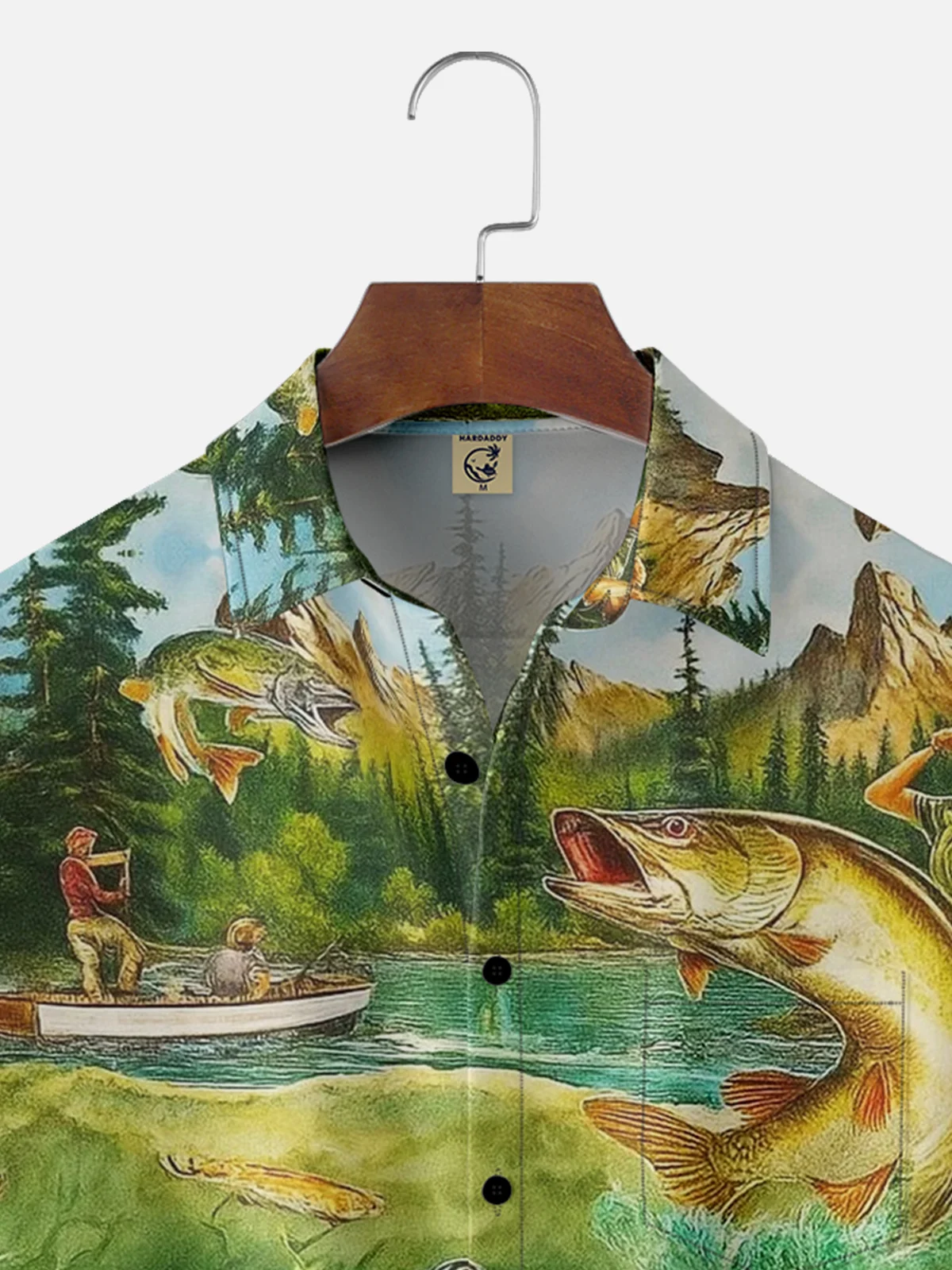 Moisture Wicking Gradient Color Lakeside Fishing Chest Pocket Hawaiian Shirt