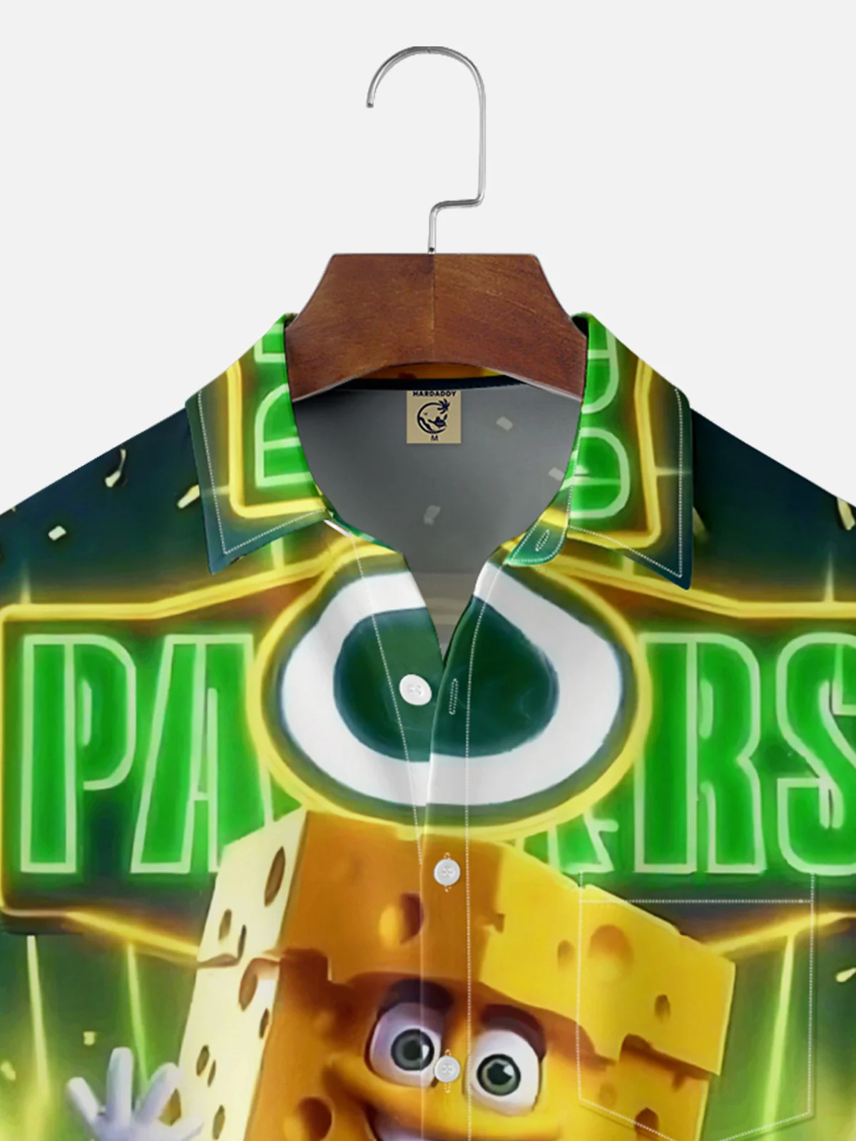 Moisture-wicking American Football Green Bay Art Packers Chest Pocket Casual Shirt