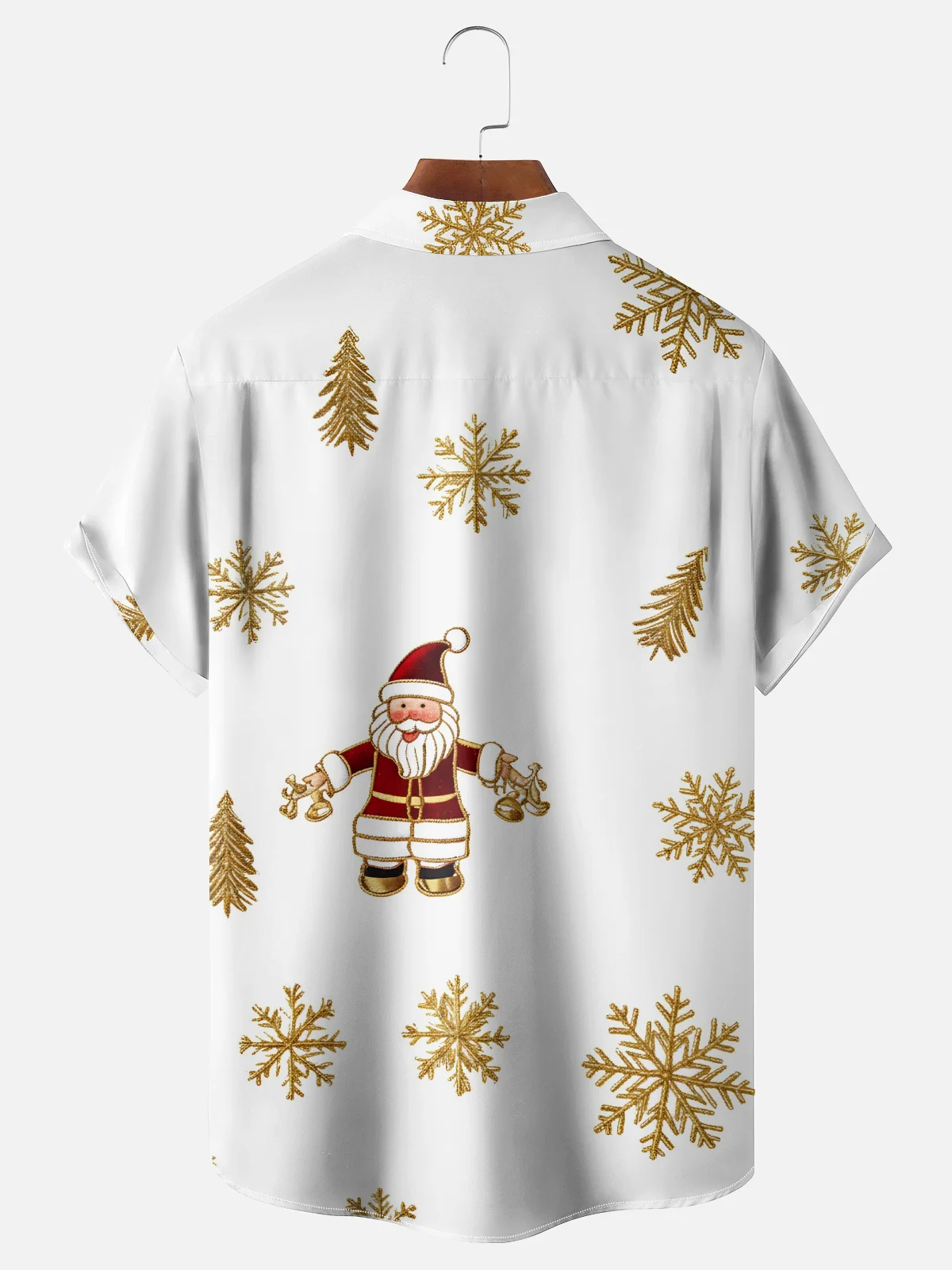 Moisture-wicking Christmas Santa Snowflake Chest Pocket Casual Shirt