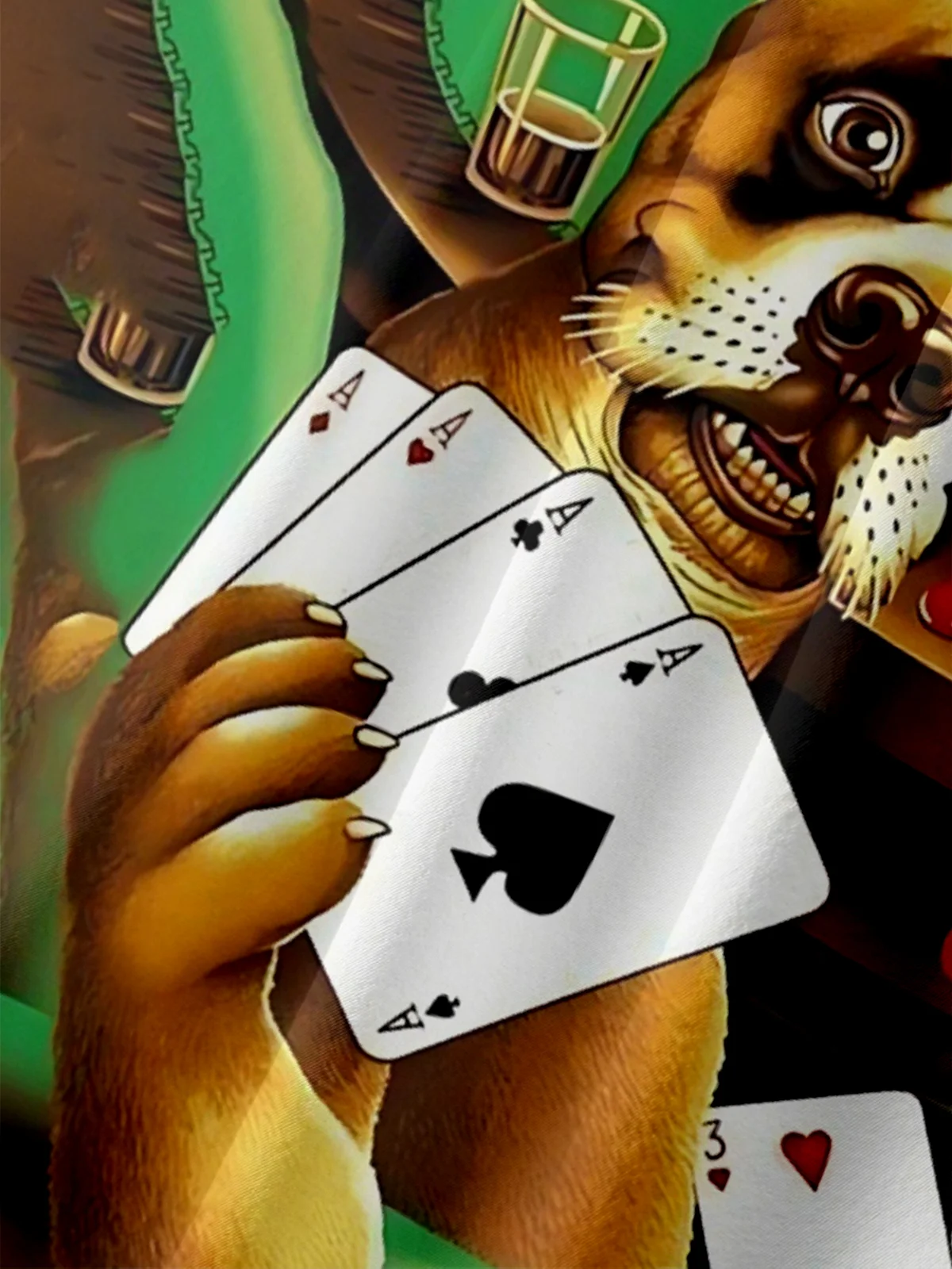 Moisture-wicking Fun Dog Poker Cards Chest Pocket Casual Shirt