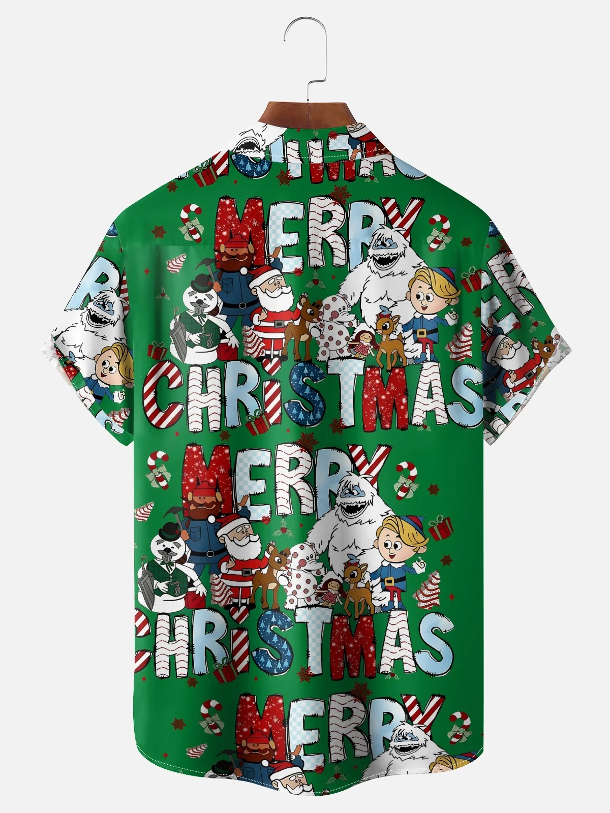 Moisture Wicking Christmas Rudolph Chest Pocket Hawaiian Shirt