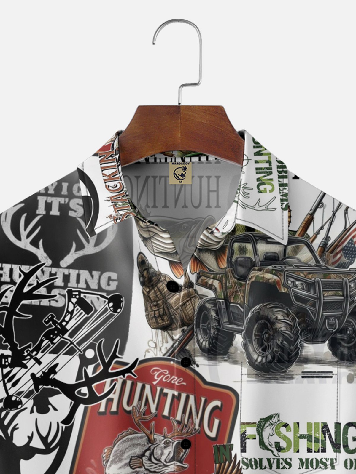 Moisture Wicking Gradient Colors Abstract Duck Hunting Deer Fishing Chest Pocket Hawaiian Shirt