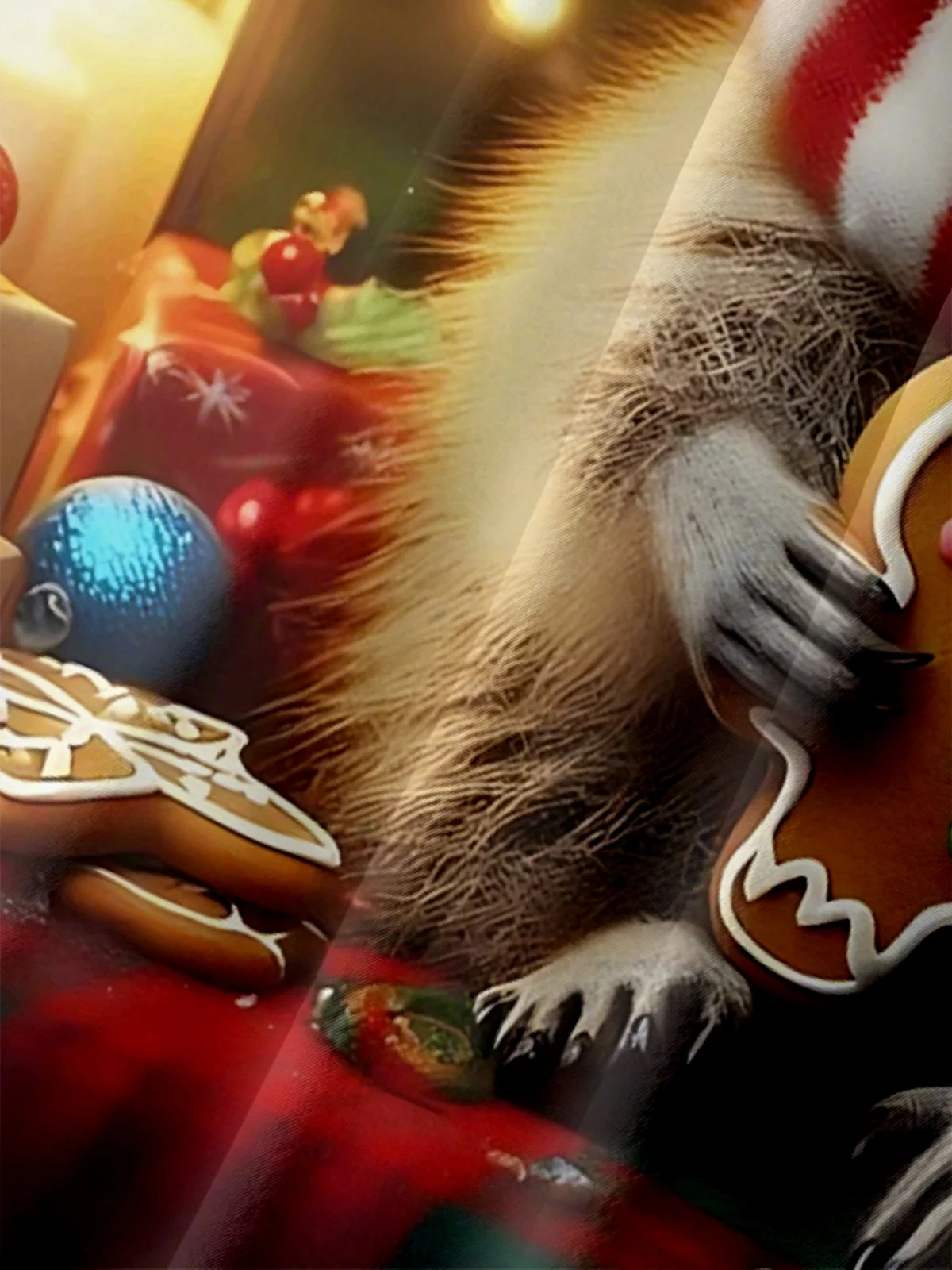 Moisture-wicking Christmas Raccoon Gingerbread Chest Pocket Casual Shirt