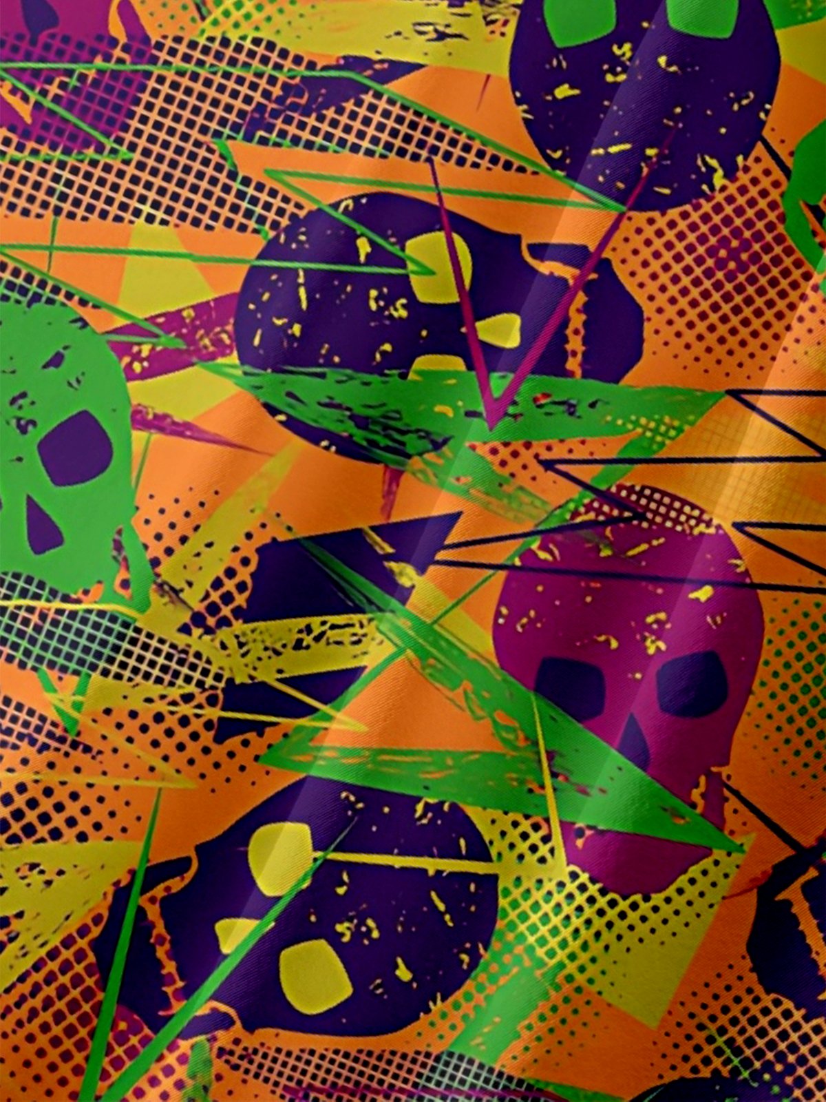 Moisture-wicking Music Festival Skull Punk Glam Rock Chest Pocket Casual Shirt