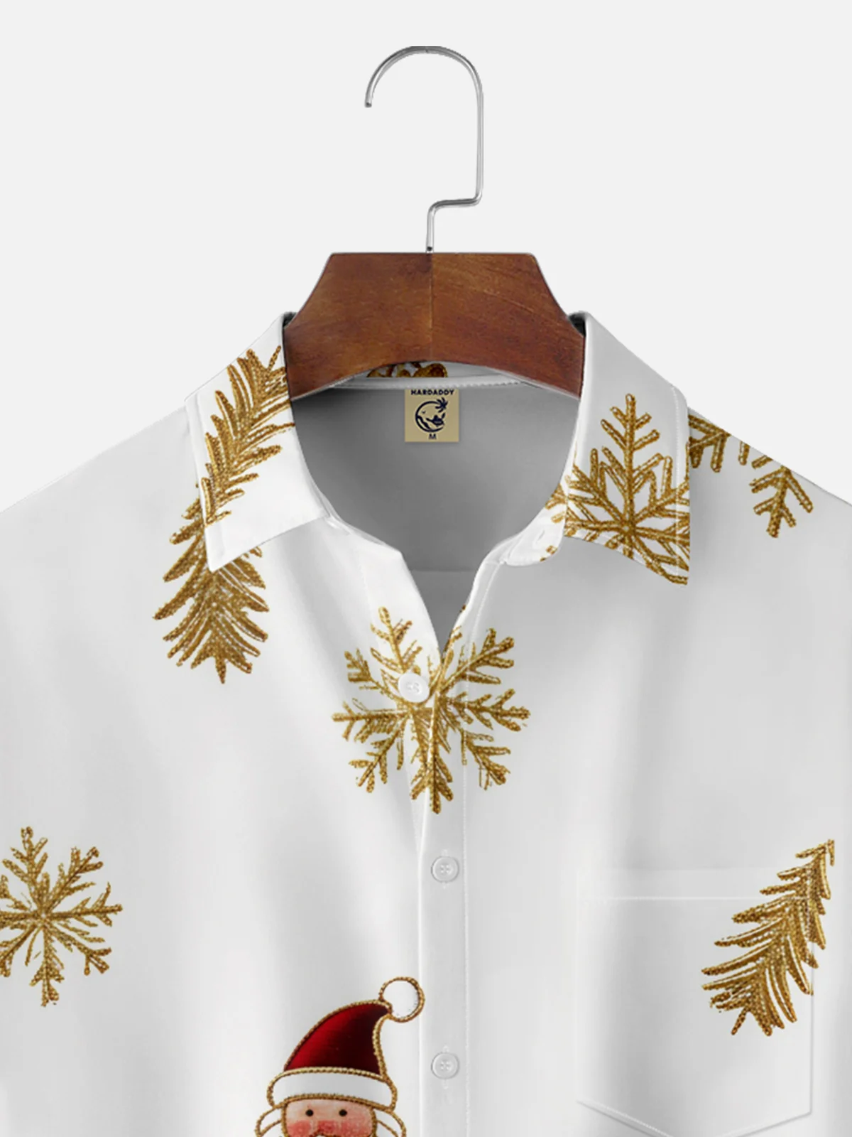 Moisture-wicking Christmas Santa Snowflake Chest Pocket Casual Shirt
