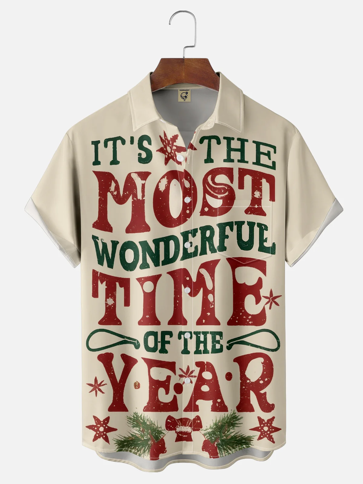 Moisture-wicking Christmas Fun Slogans Chest Pocket Casual Shirt