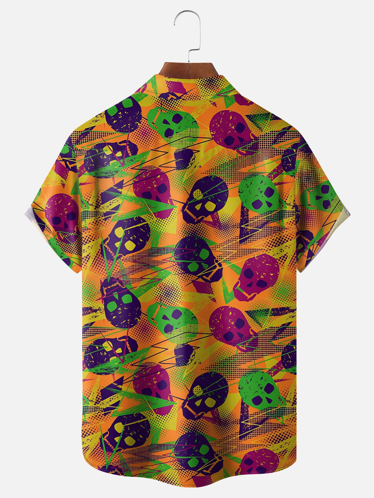 Moisture-wicking Music Festival Skull Punk Glam Rock Chest Pocket Casual Shirt