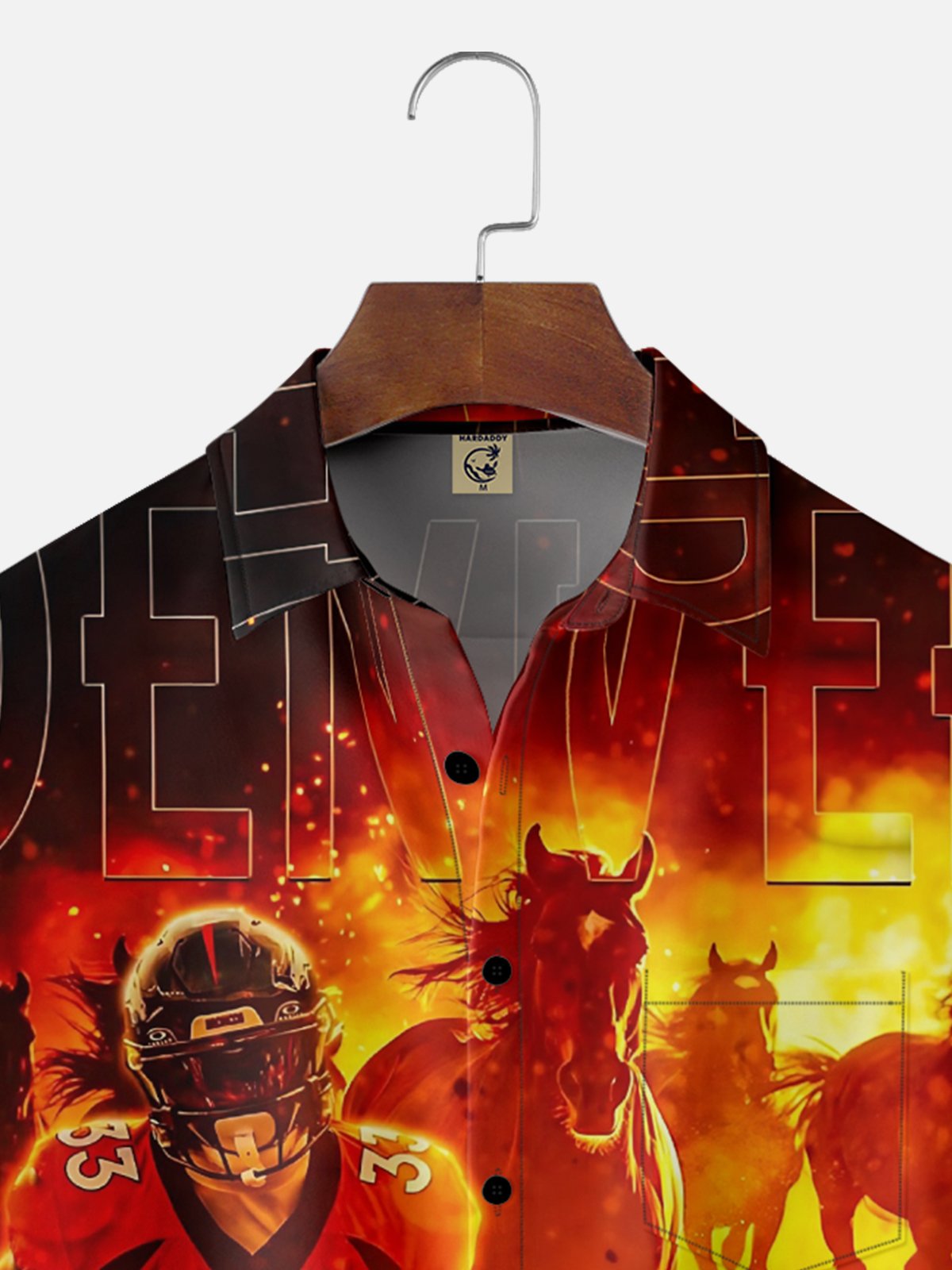 Moisture-wicking American Football Denver Art Mustang Chest Pocket Casual Shirt