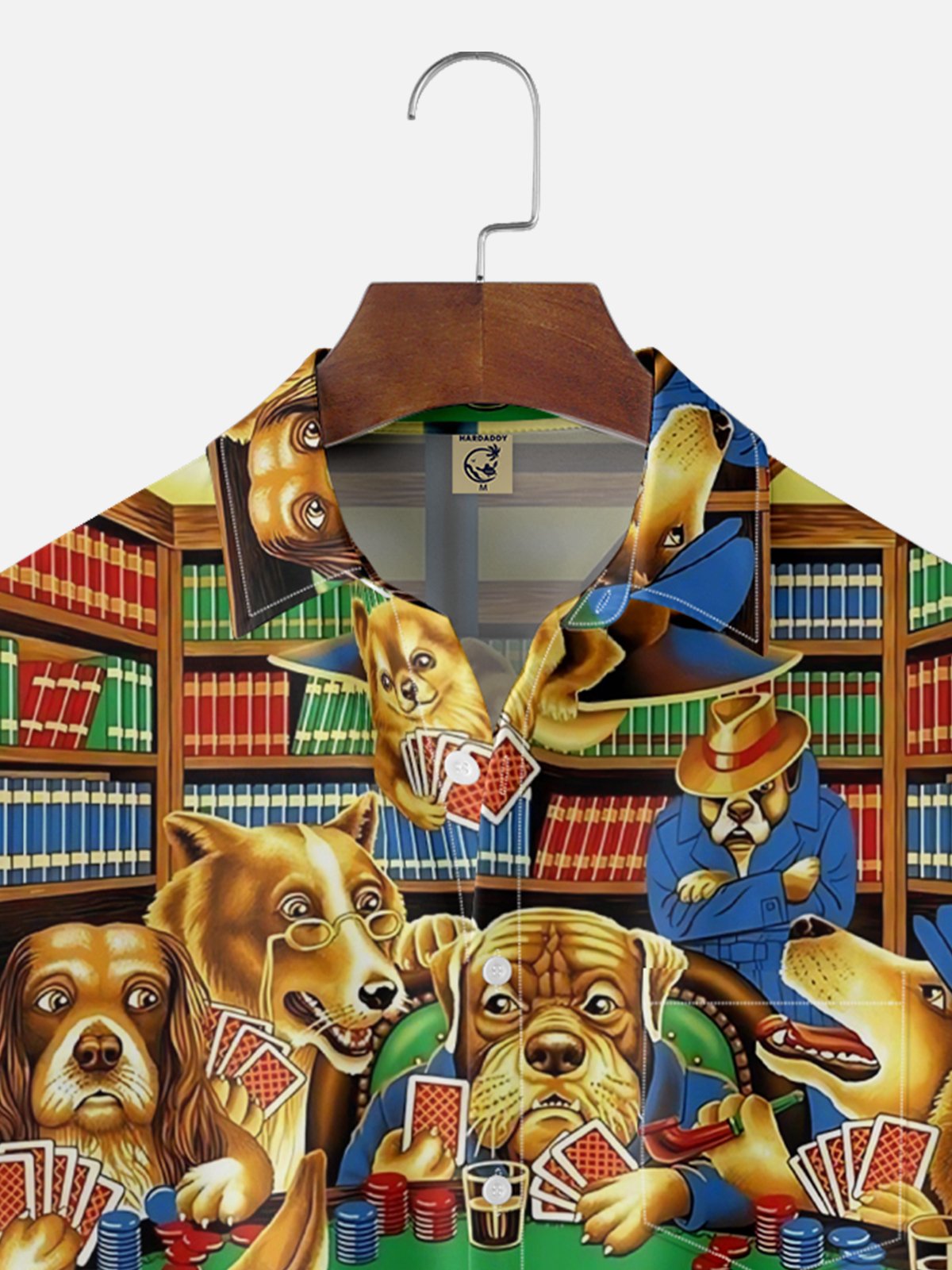 Moisture-wicking Fun Dog Poker Cards Chest Pocket Casual Shirt
