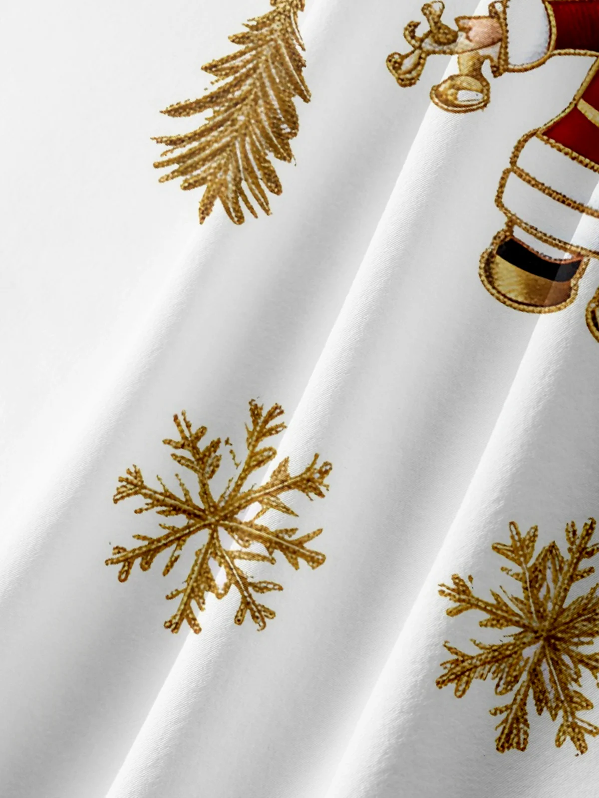 Moisture-wicking Christmas Santa Snowflake Chest Pocket Casual Shirt