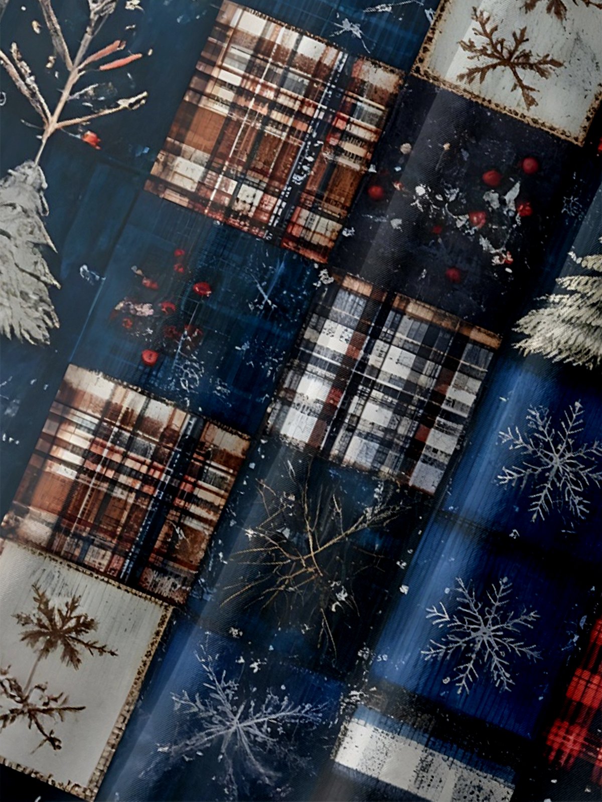 Moisture-wicking Christmas Patchwork Chest Pocket Casual Shirt