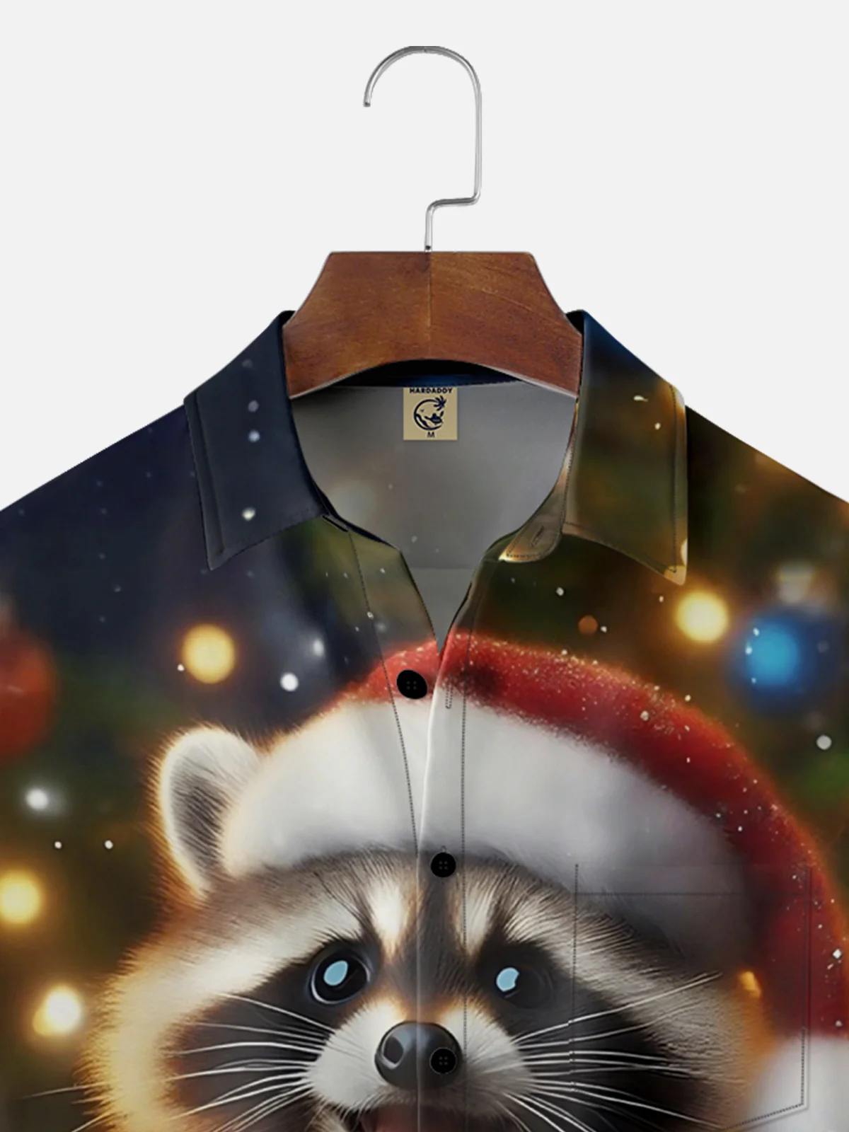 Moisture-wicking Christmas Raccoon Gingerbread Chest Pocket Casual Shirt
