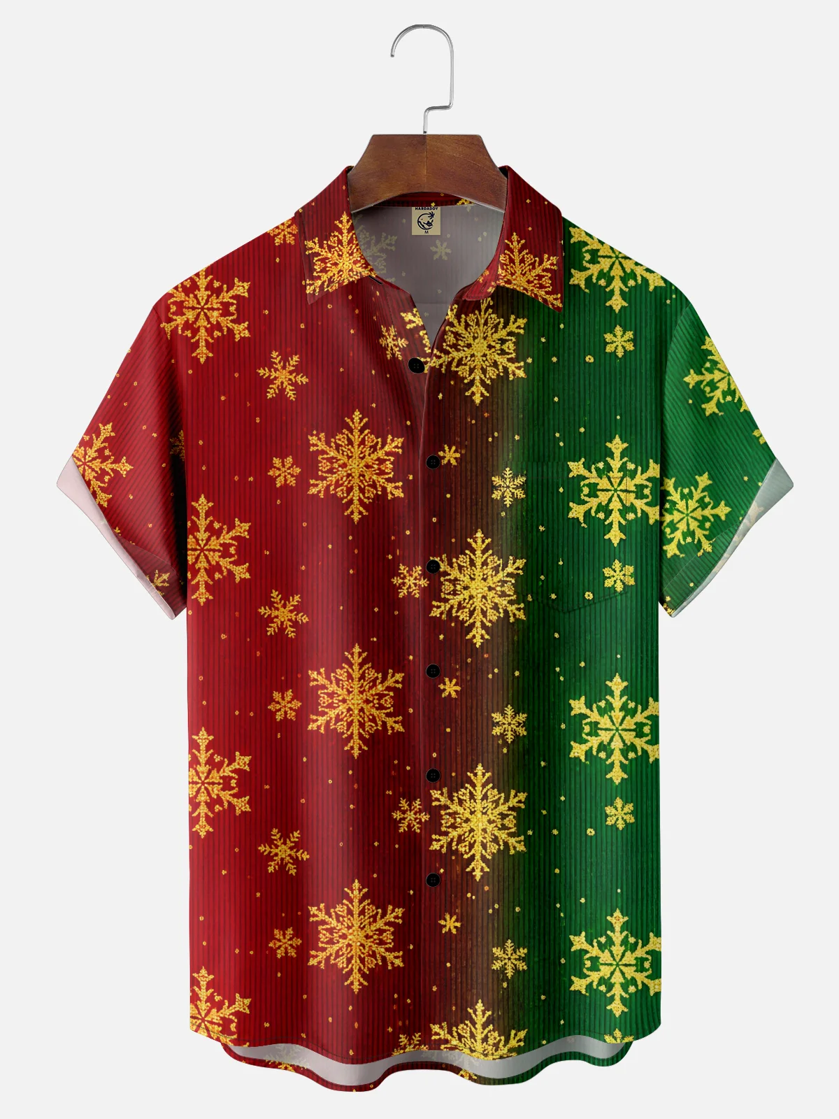 Moisture-wicking Christmas Snowflake Chest Pocket Casual Shirt