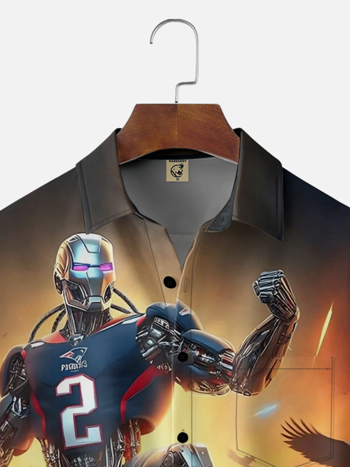 Moisture-wicking American football New England Art Patriots Chest Pocket Casual Shirt