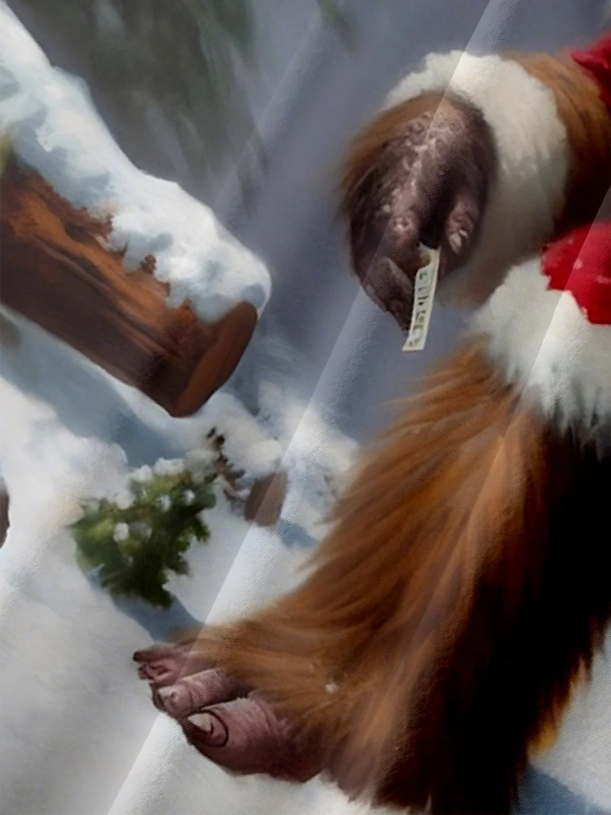 Moisture-wicking Christmas Santa Claus Bigfoot Chest Pocket Casual Shirt