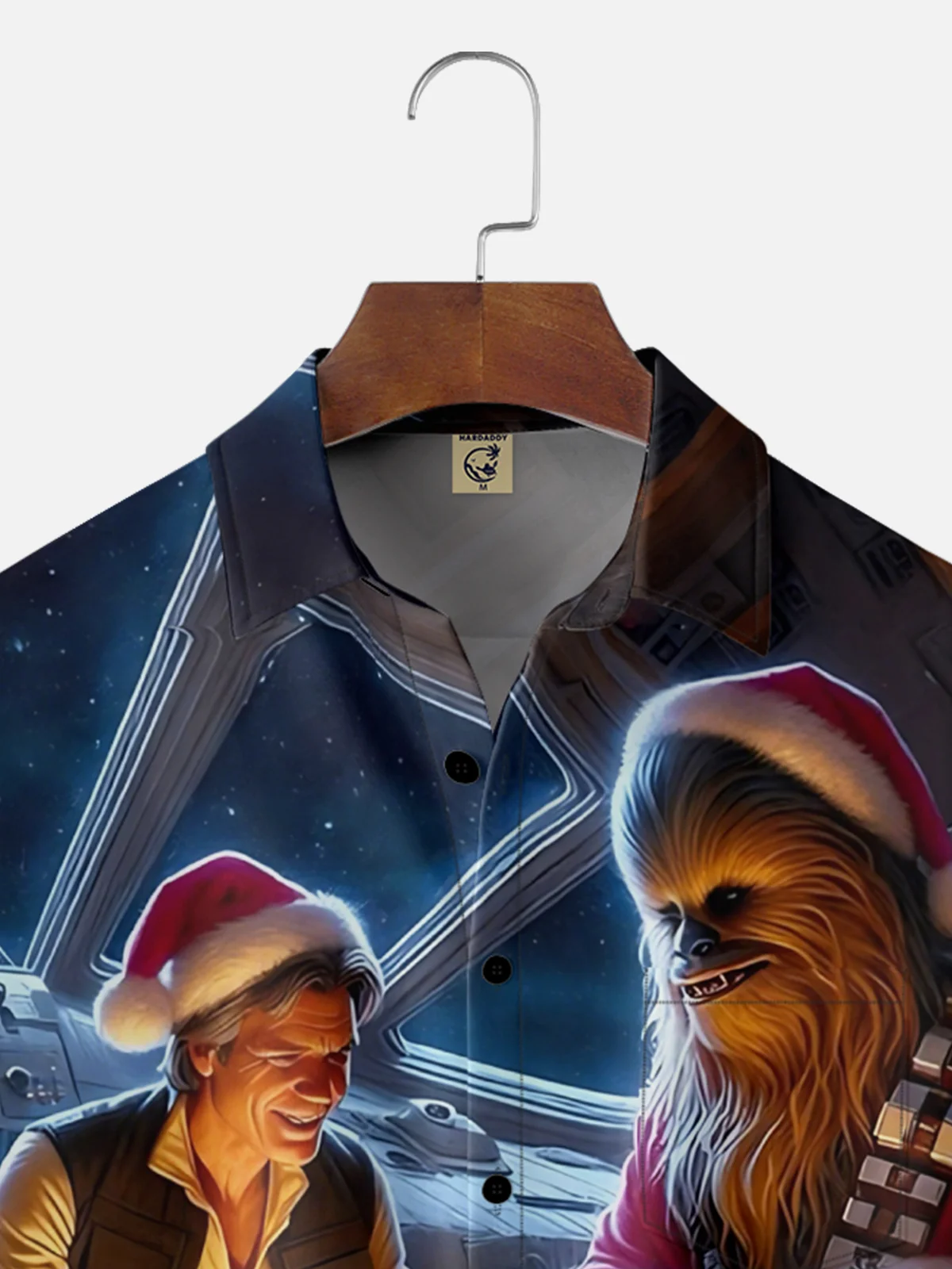 Moisture-wicking Christmas Santa hat Star Chest Pocket Casual Shirt