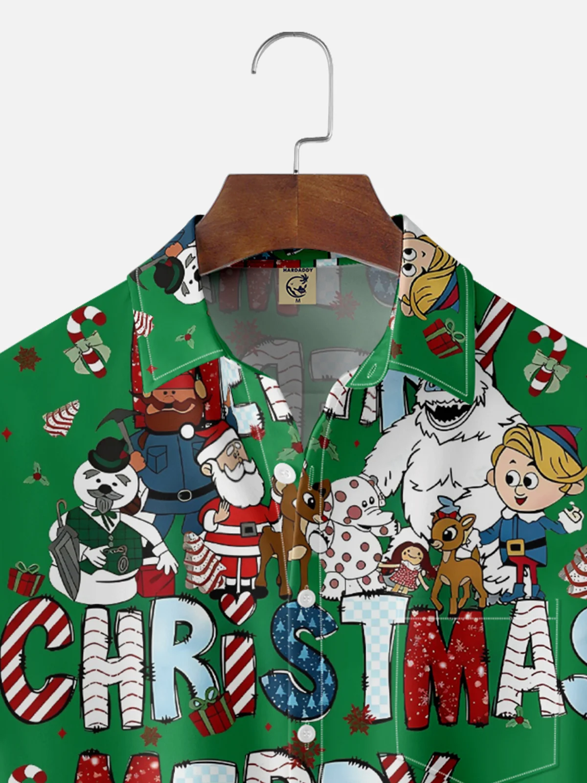 Moisture Wicking Christmas Rudolph Chest Pocket Hawaiian Shirt