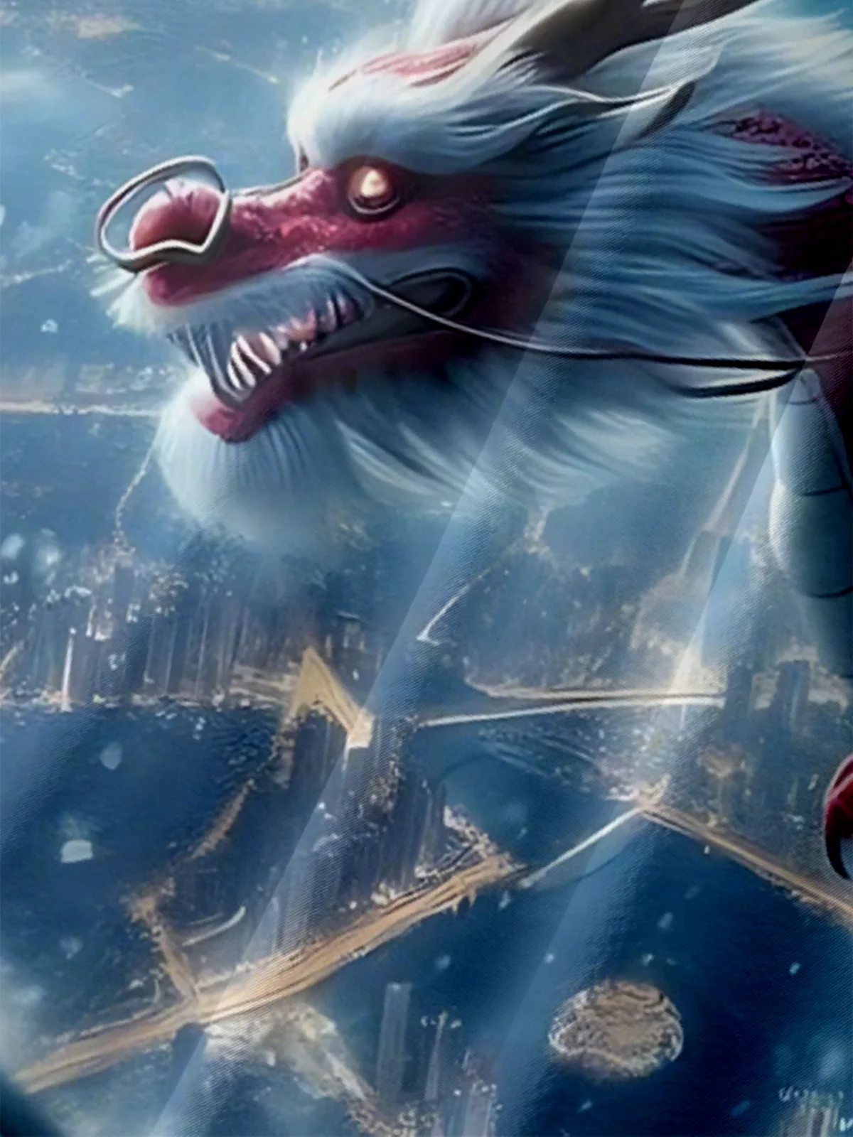 Moisture-wicking Christmas Santa Claus Dragon Chest Pocket Casual Shirt